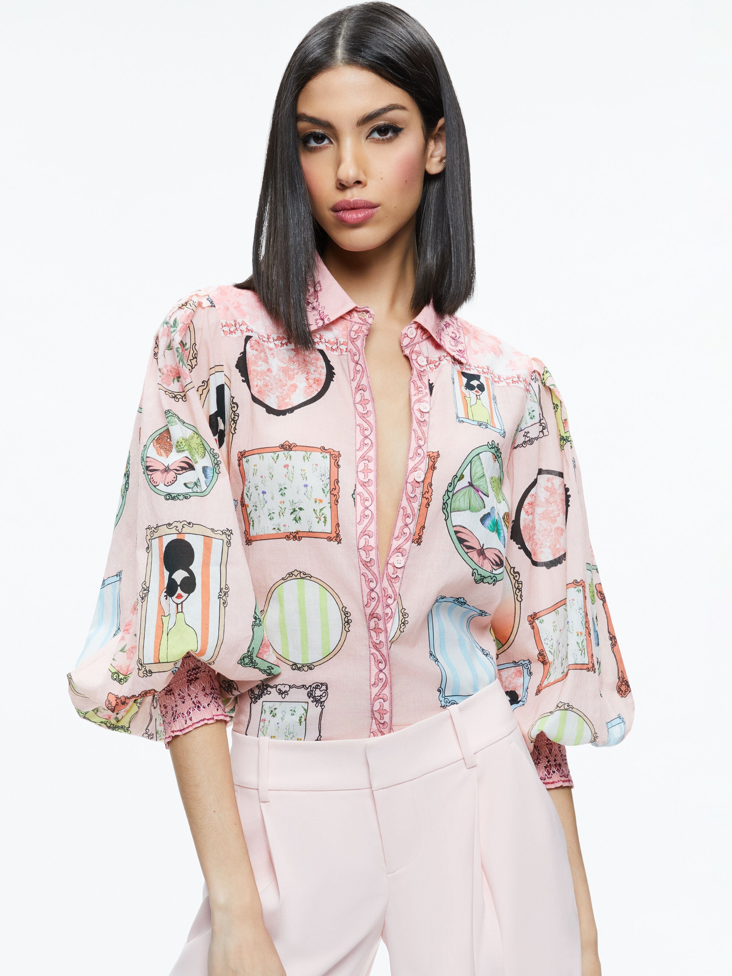 TIFFIE STACEFACE DRAMA SLEEVE BLOUSE-ALICE + OLIVIA