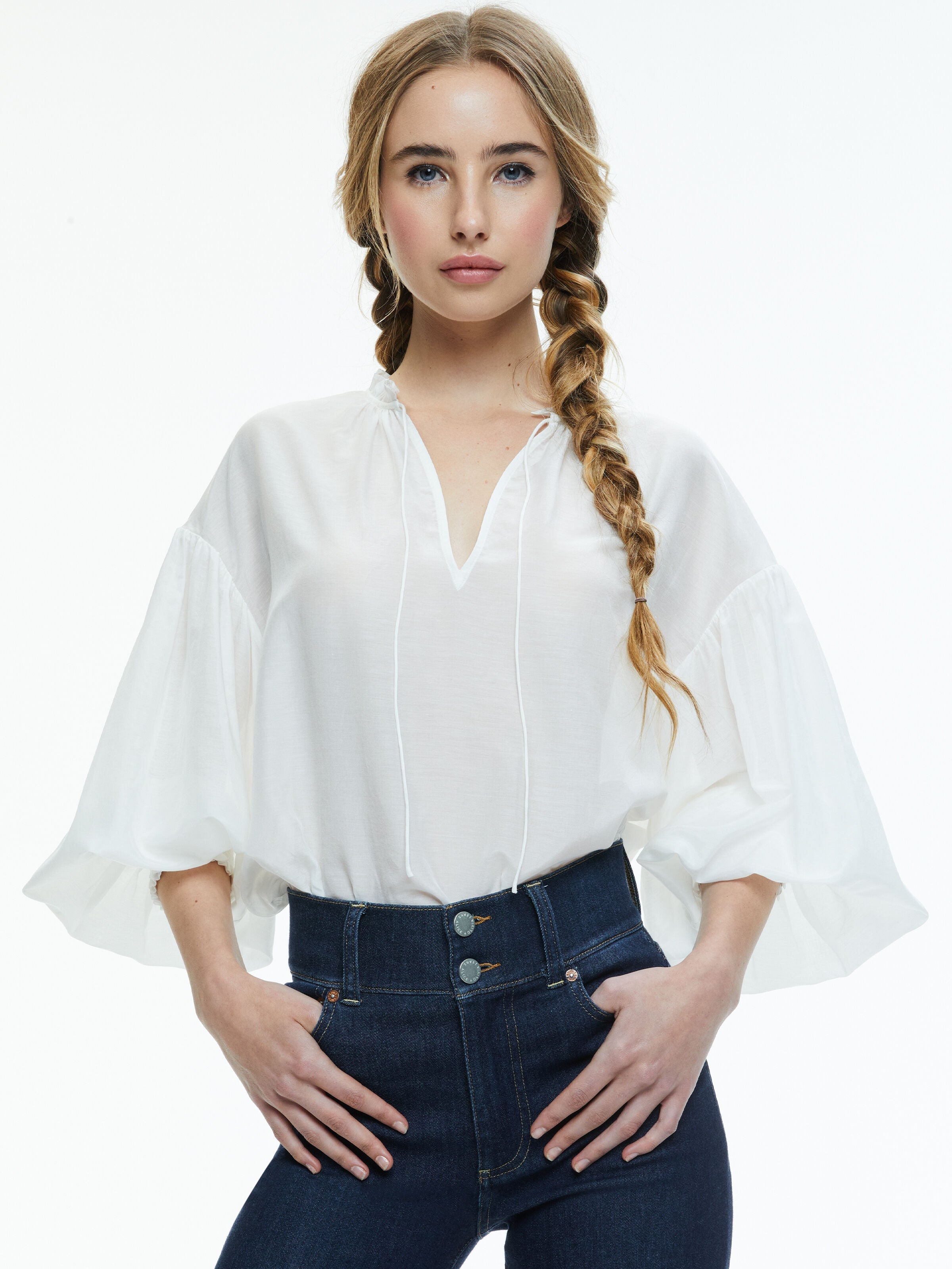 JULIUS VOLUMINOUS BLOUSON SLEEVE BLOUSE-ALICE + OLIVIA