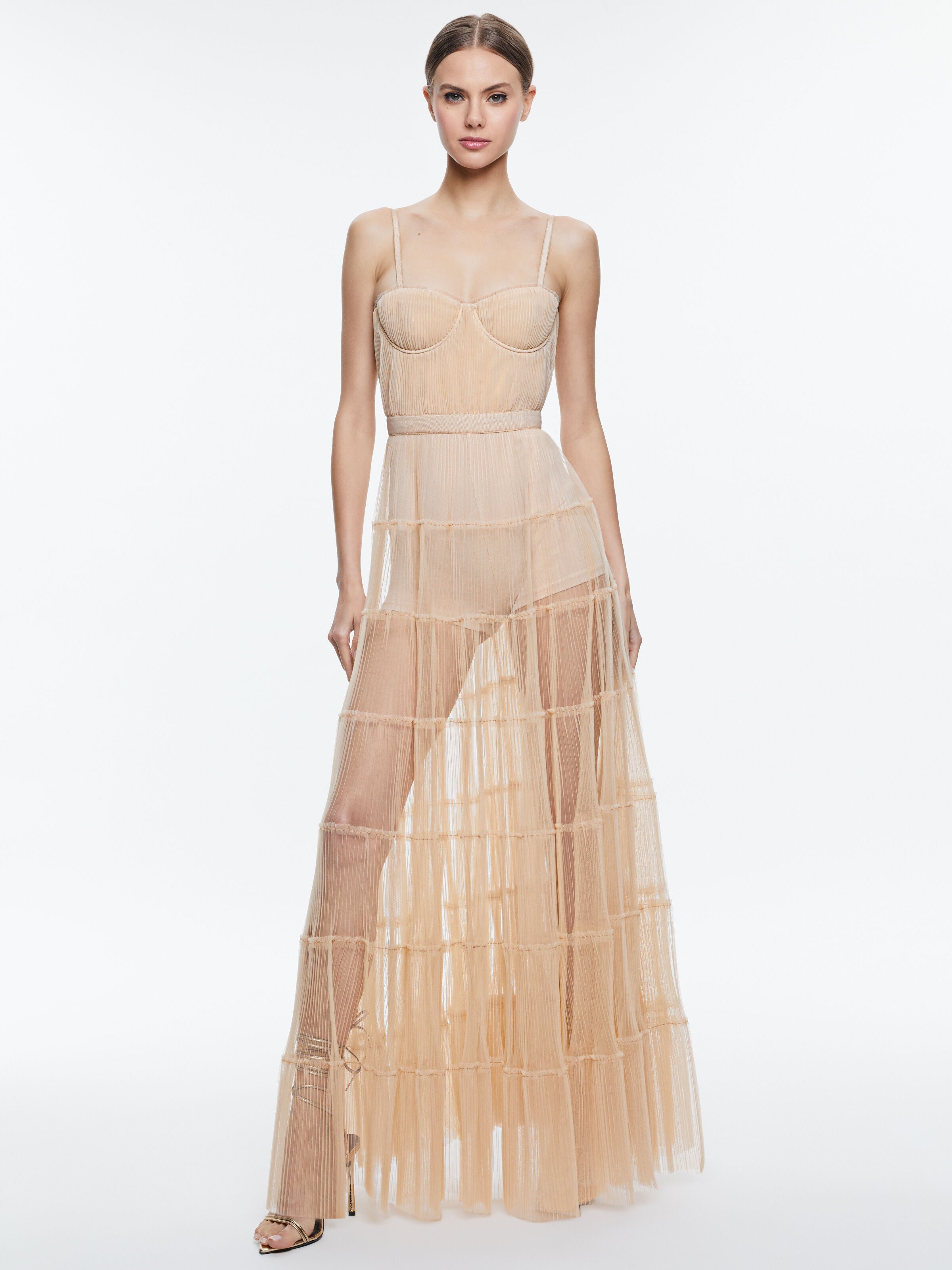 DEENA PLEATED MAXI DRESS WITH HOT PANT-ALMOND-ALICE + OLIVIA