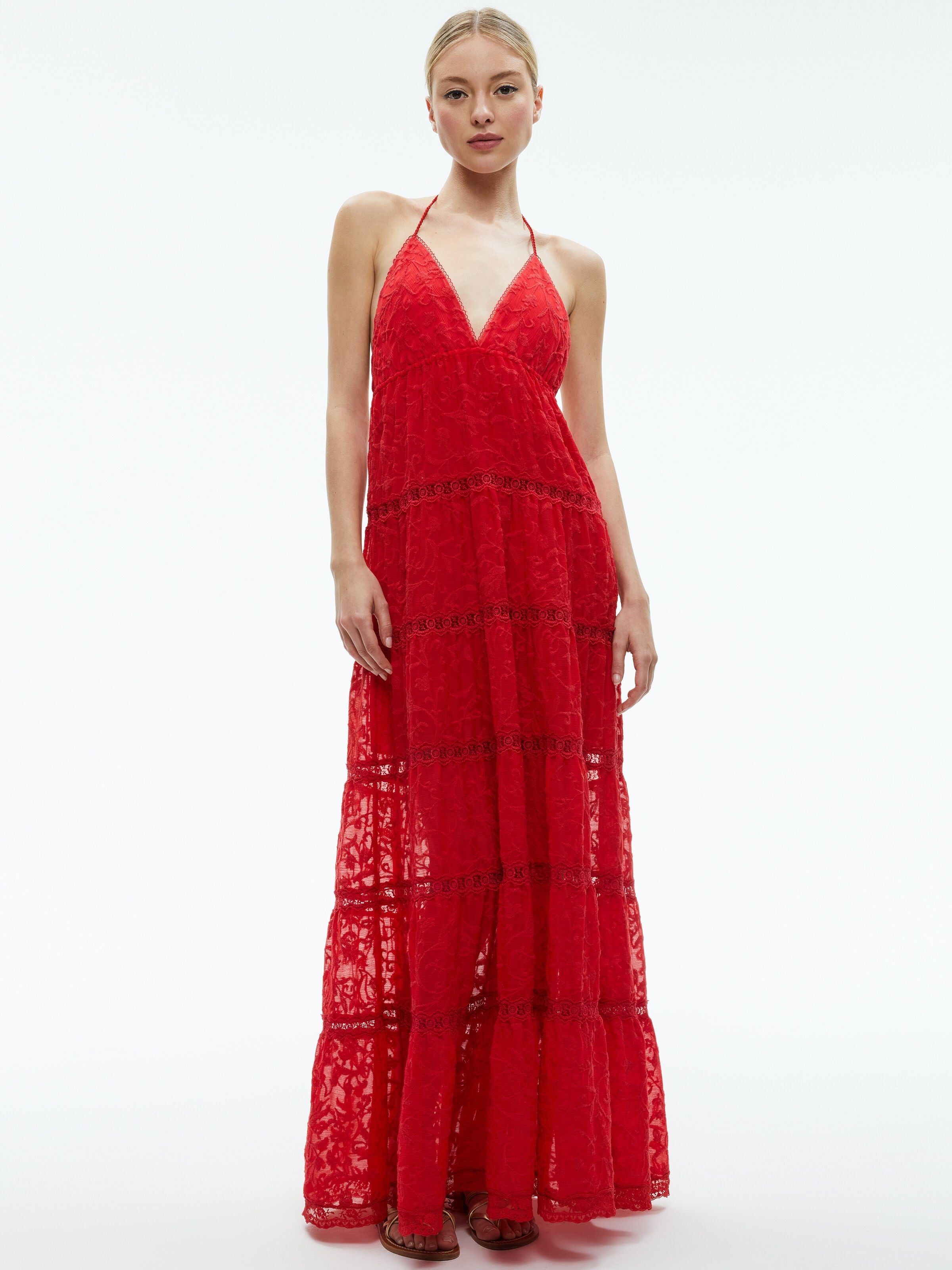 MAE HALTER TIERED MAXI DRESS