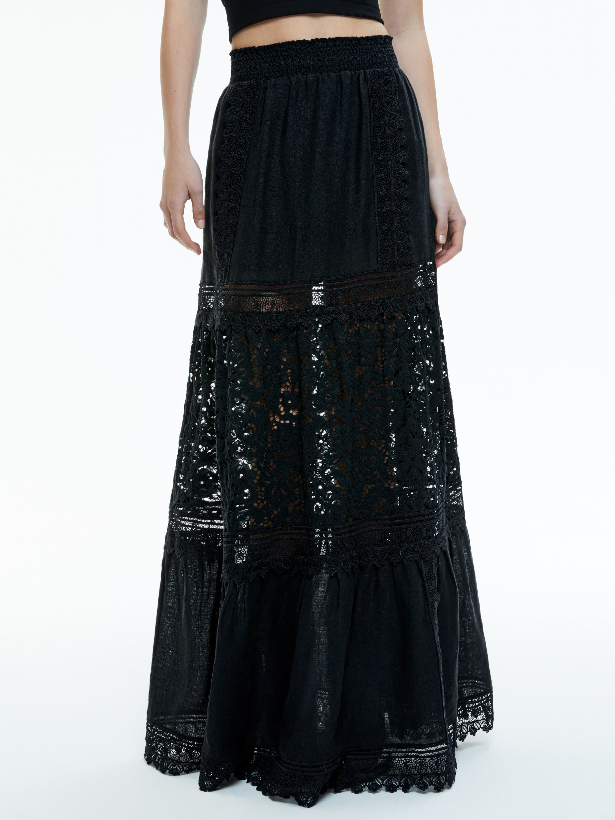 REISE EYELET PANELLED MAXI SKIRT-ALICE + OLIVIA