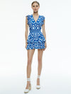 SYRLA V NECK RUFFLE ROMPER-ARTISAN IKAT FRENCH BLUE-ALICE + OLIVIA