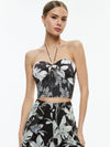 LIVIA HALTER CROPPED TOP-STARGAZER BLACK LG-ALICE + OLIVIA