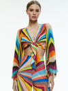 ROCHELLE TIE FRONT PLEATED CROP TOP-POMELO STRIPE-ALICE + OLIVIA