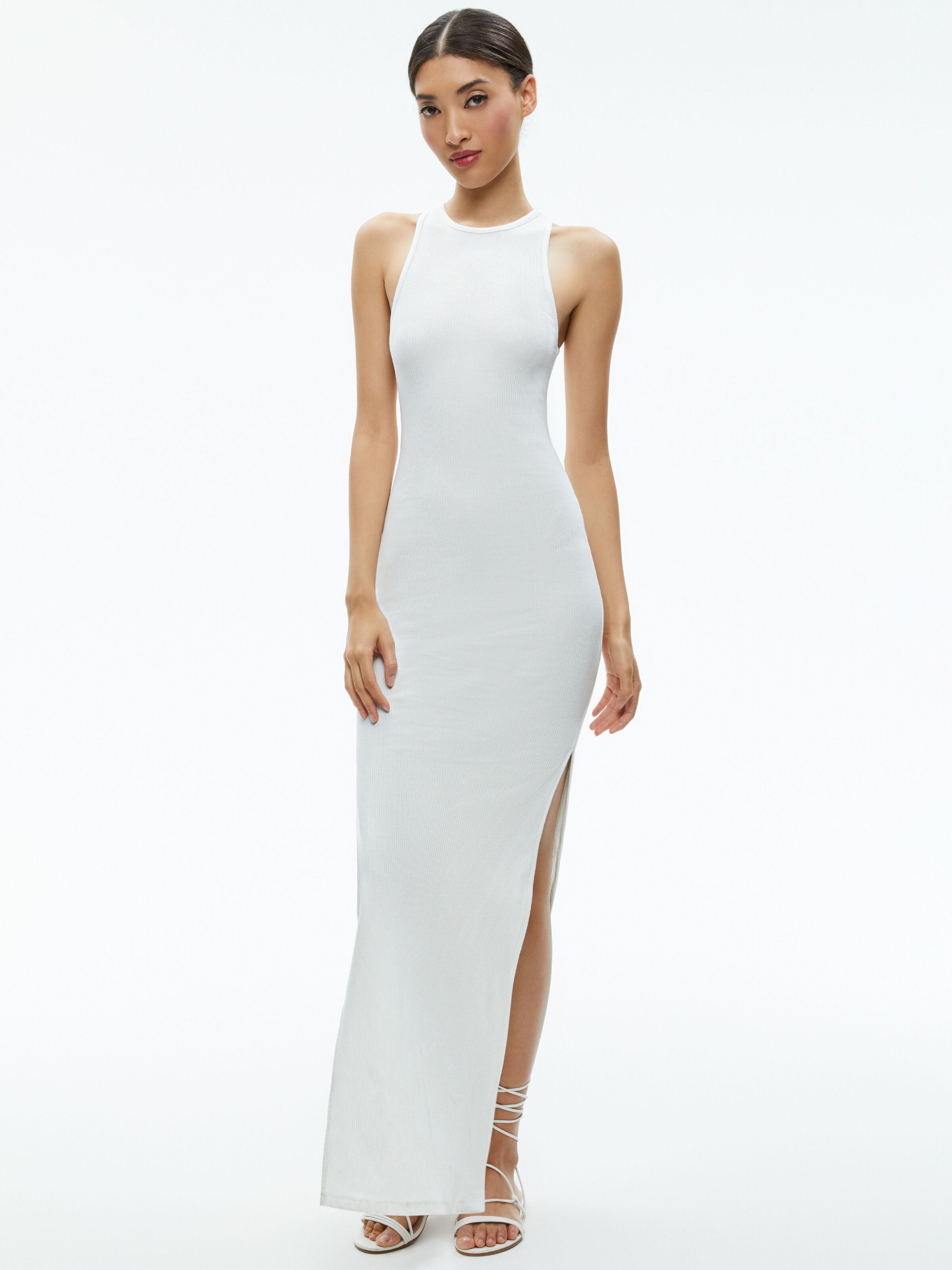 PANIA RACERBACK RIBBED SIDE SLIT MAXI DRESS-ALICE + OLIVIA