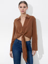 HANNON TIE FRONT BLOUSE-Black-ALICE + OLIVIA