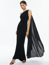 ANJA ONE SHOULDER DRAPED MAXI DRESS-Black-ALICE + OLIVIA