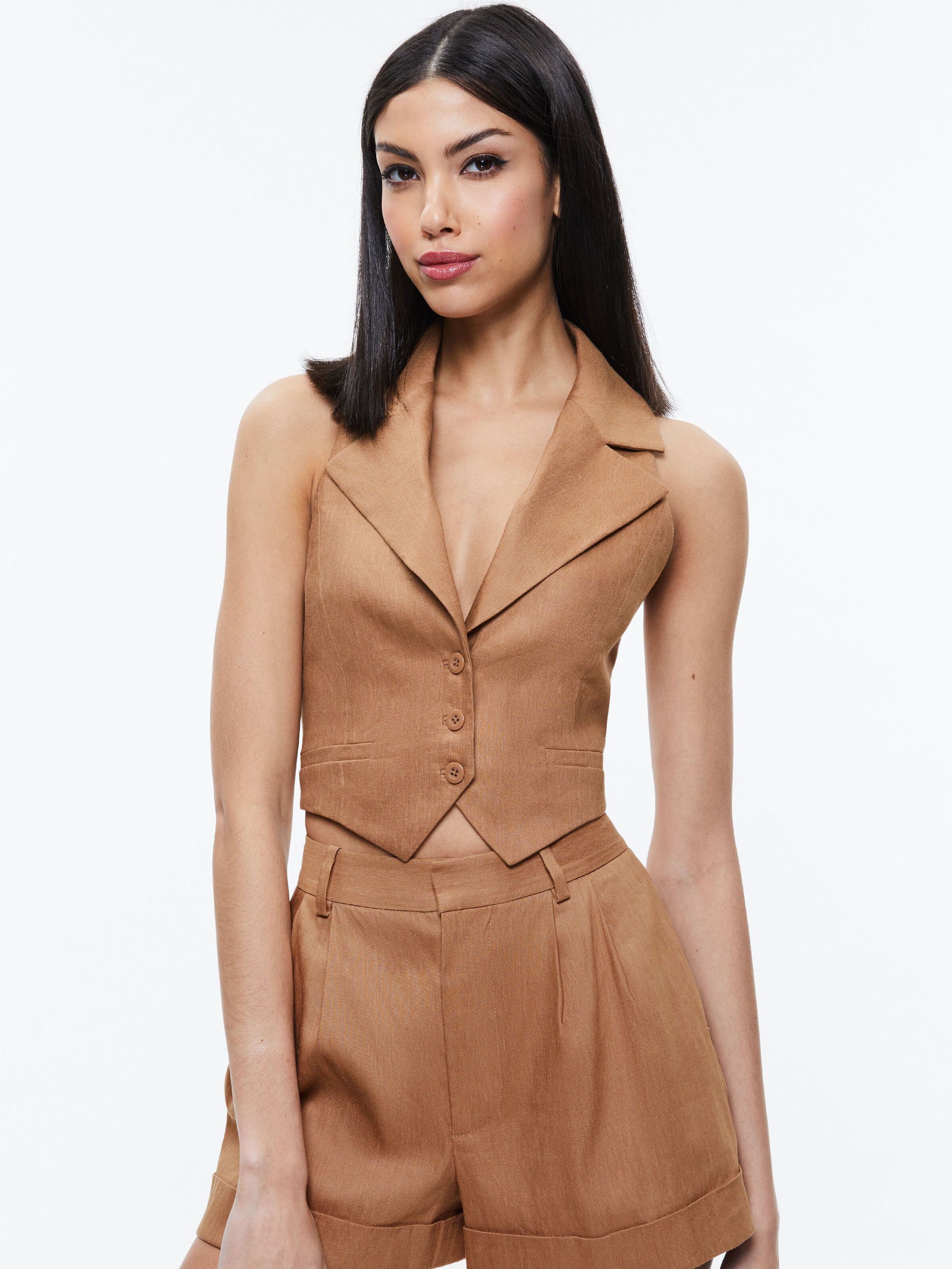DONNA LINEN VEST-ALICE + OLIVIA