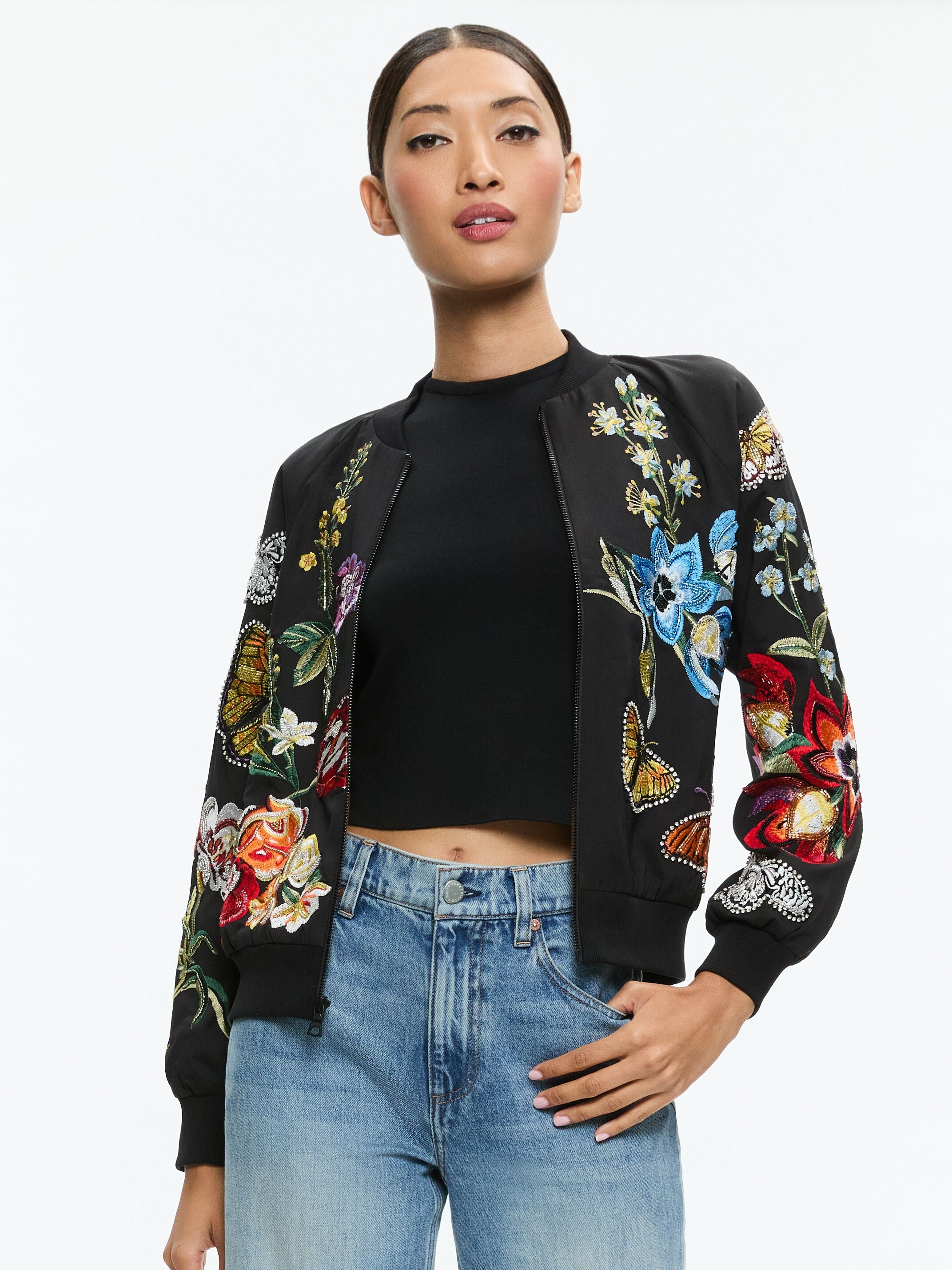 FELISA EMBELLISHED VARSITY JACKET-ALICE + OLIVIA