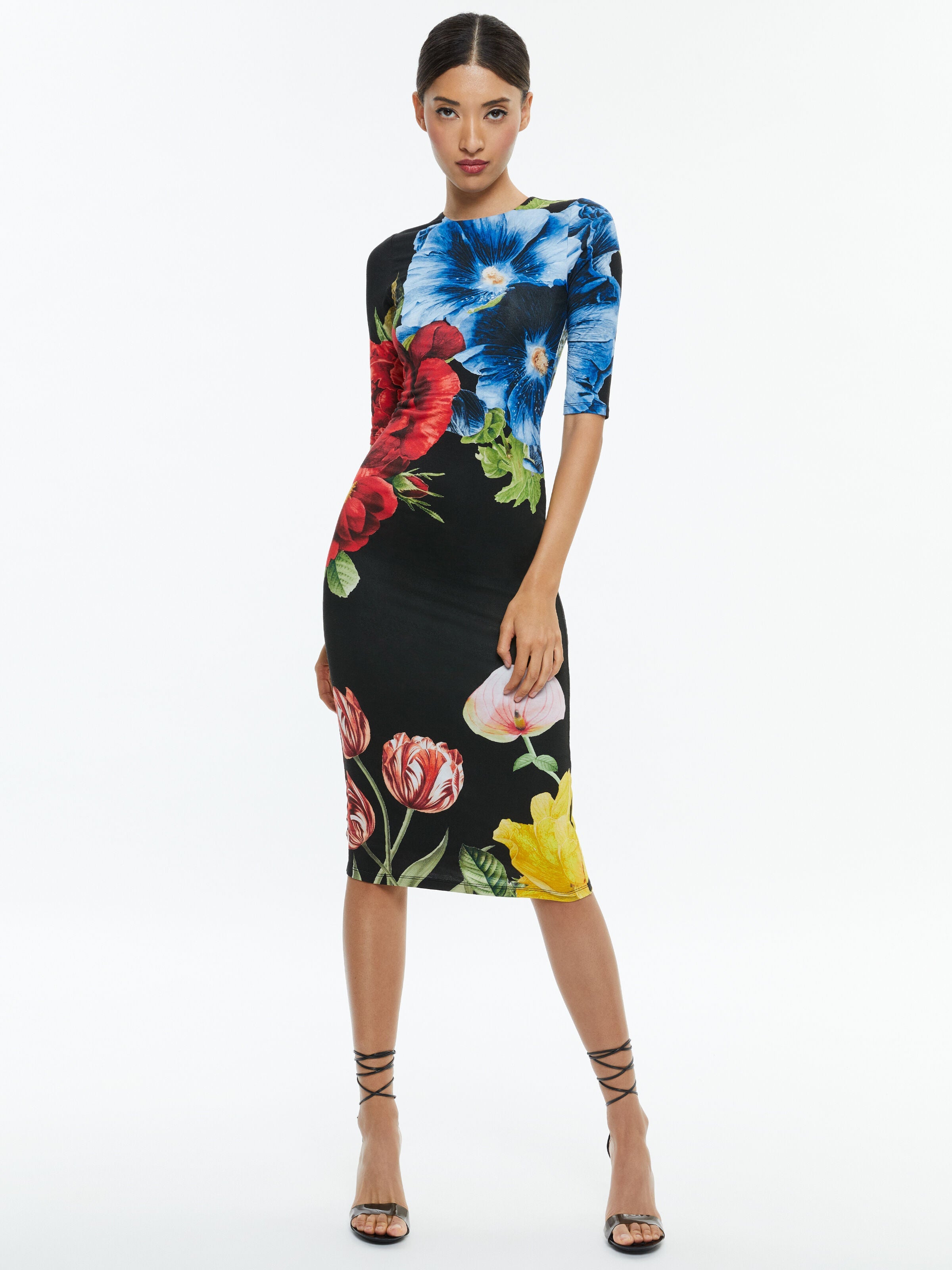 DELORA CREW NECK MIDI DRESS-LE PARISIEN BLACK-ALICE + OLIVIA