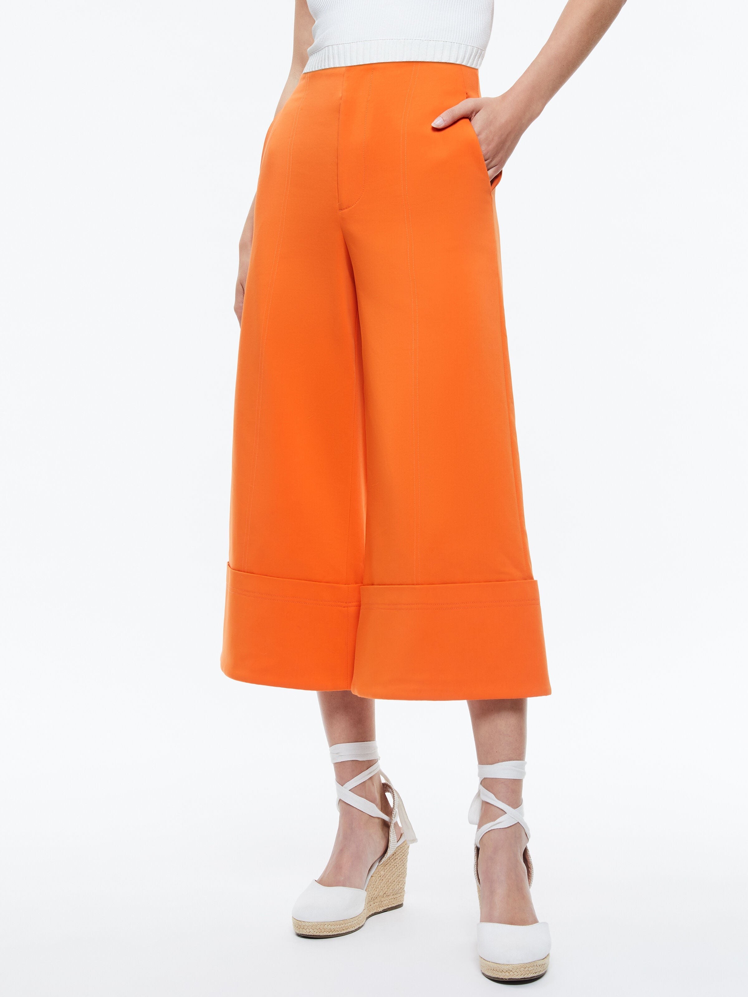 ANDRA WIDE LEG CROPPED CUFF PANT-ALICE + OLIVIA