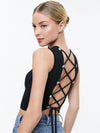 LOE LACE UP BACK SLEEVELESS SWEATER-Black-ALICE + OLIVIA