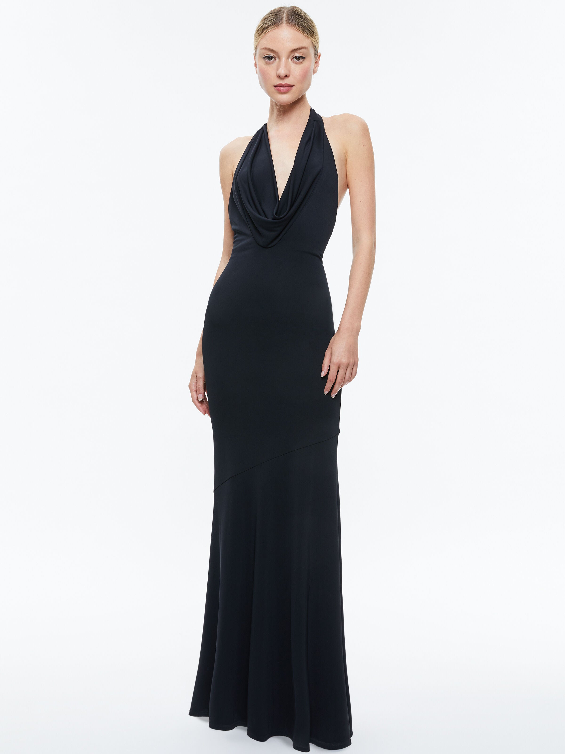 DANI DEEP COWL MAXI DRESS-Black-ALICE + OLIVIA