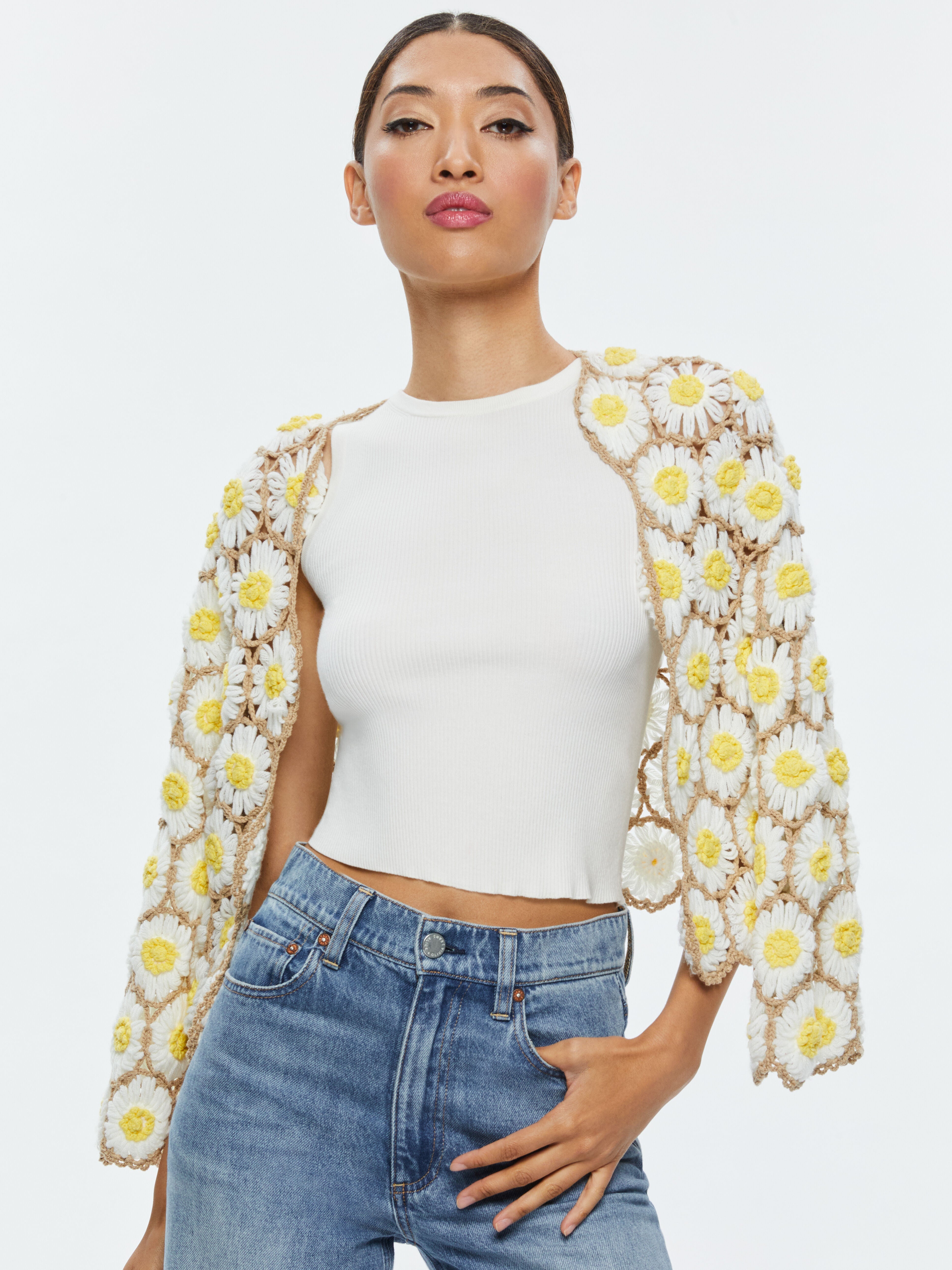 ANDERSON DAISY CROCHET CARDIGAN-ALICE + OLIVIA