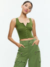 DARYN BUTTON THROUGH CROPPED TANK-AVOCADO-ALICE + OLIVIA