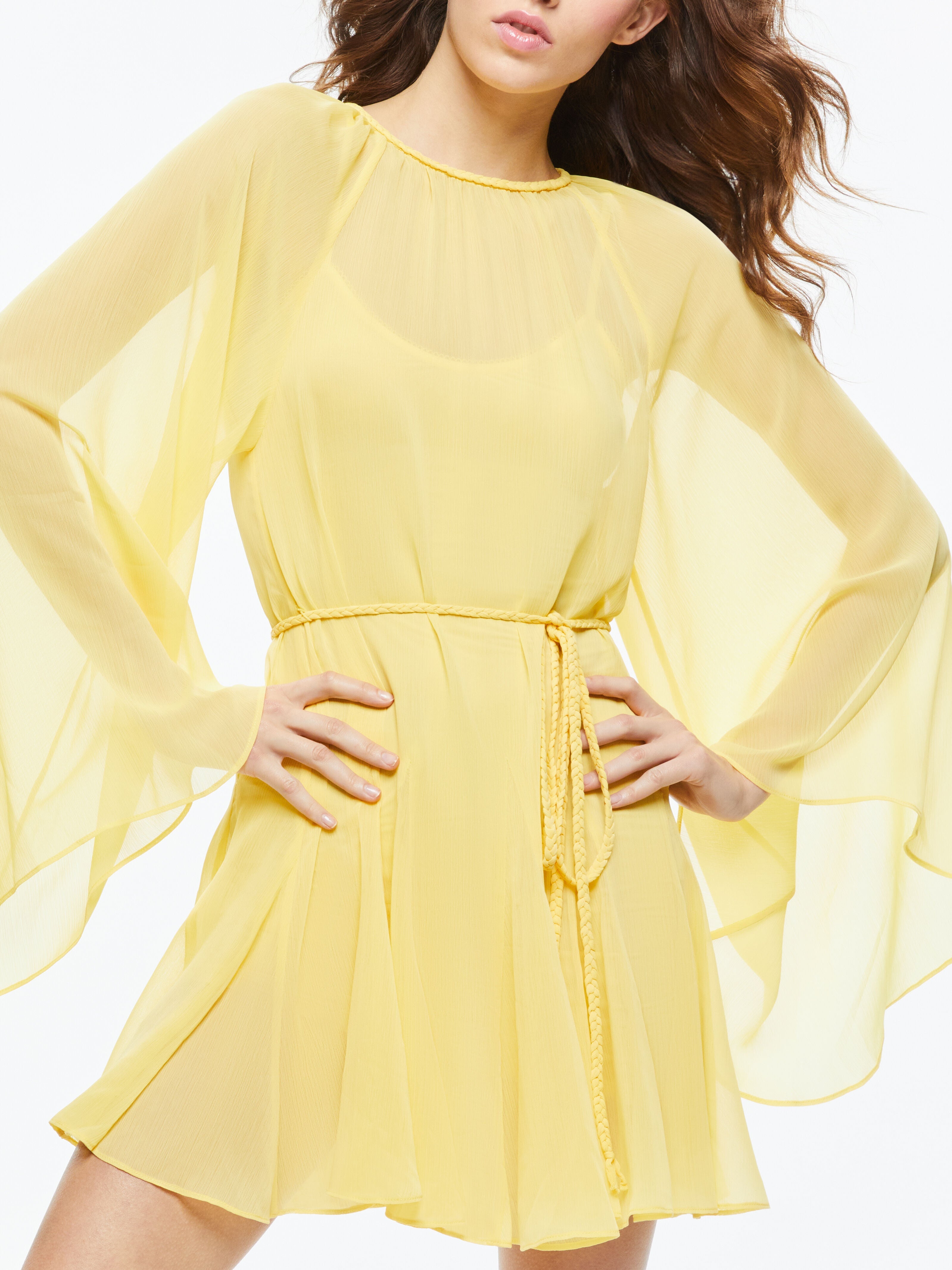 GITANA MINI DRESS WITH TIE BELT-LEMON MERINGUE-ALICE + OLIVIA