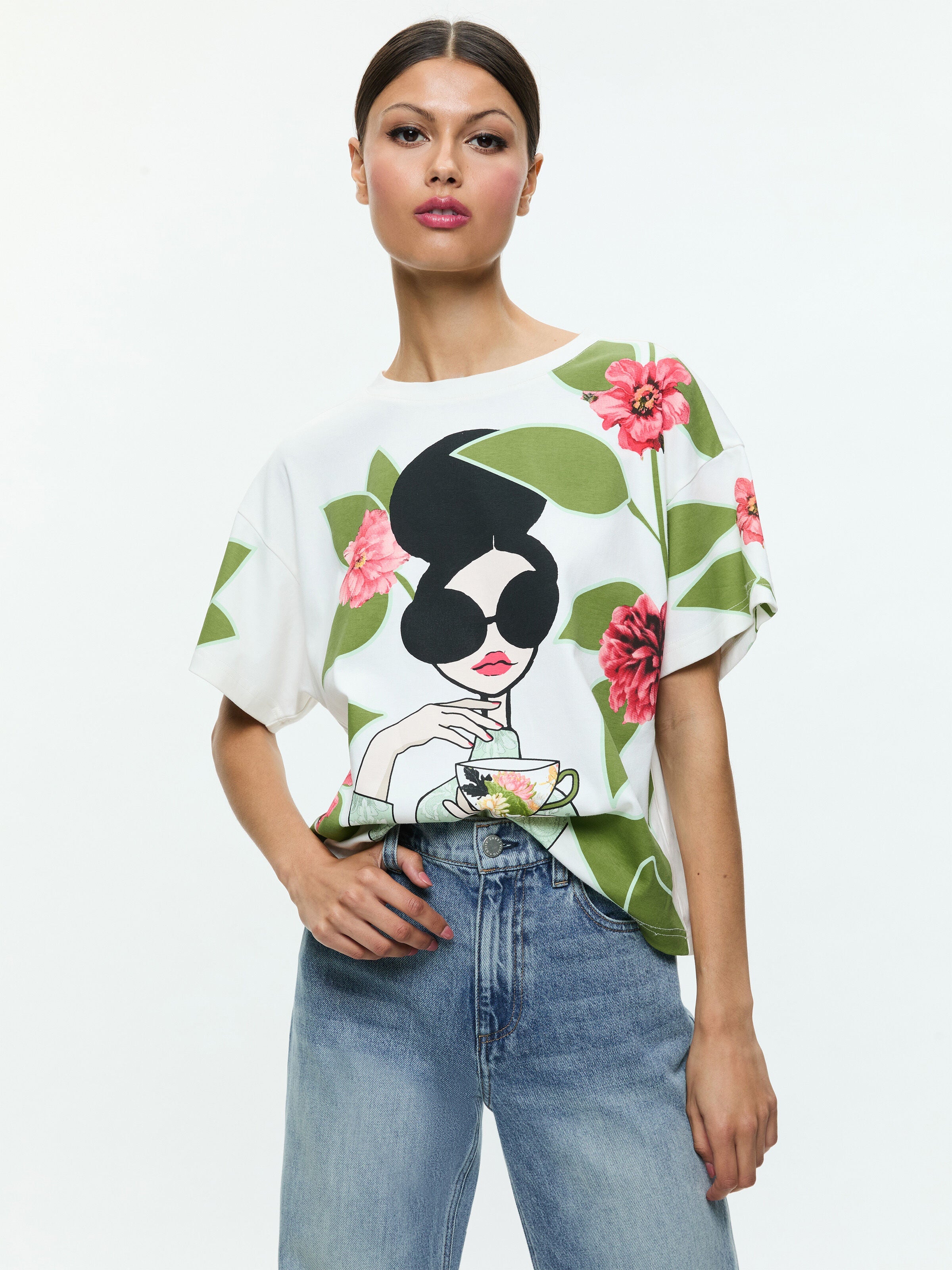 EVAN STACEFACE OVERSIZED TEE-ALICE + OLIVIA