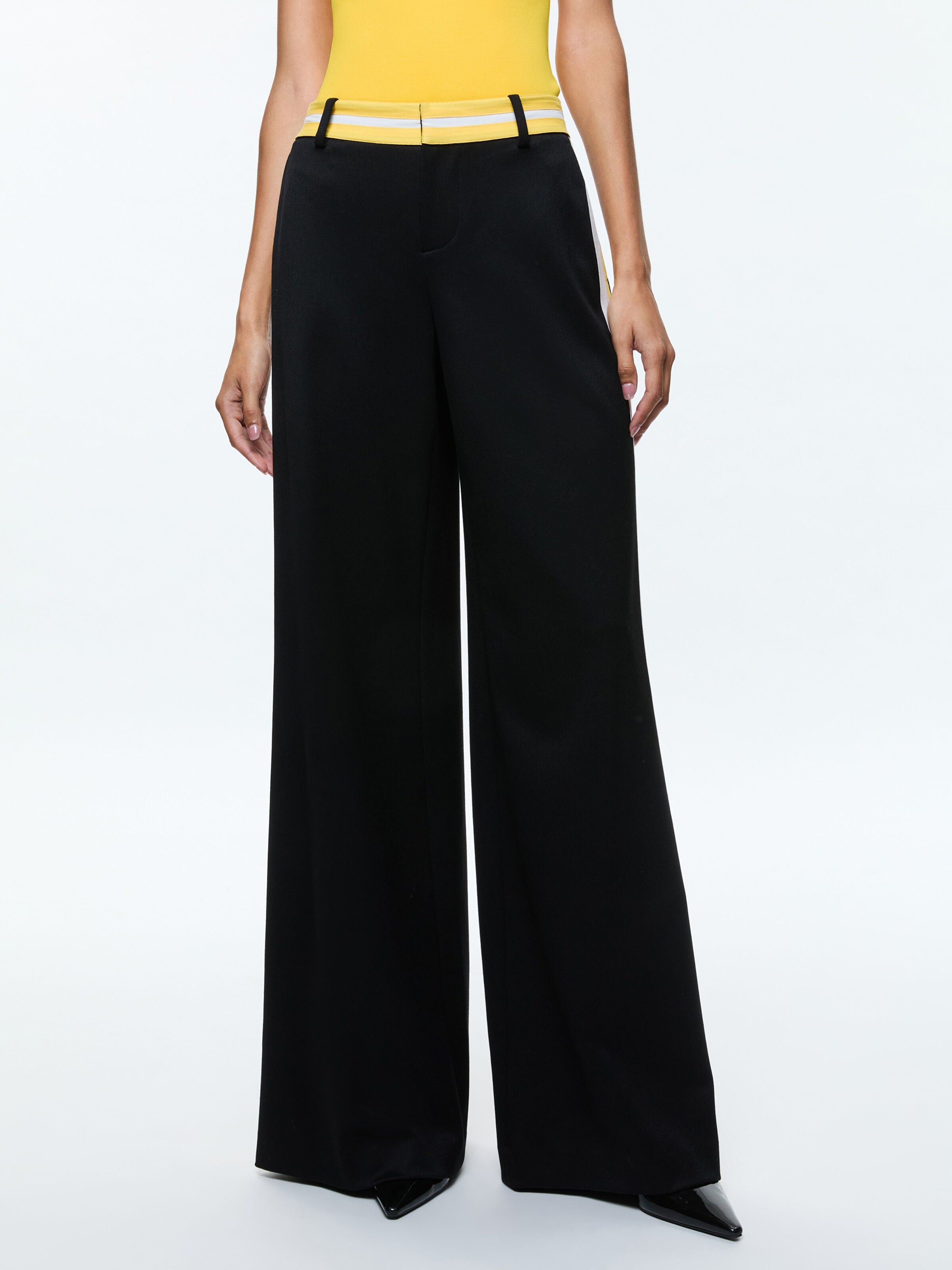 ERIC PANT WITH SIDE STRIPE-BLACK/MUSTARD SEED/WHITE-ALICE + OLIVIA