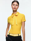 ABBOTT SHORT SLEEVE PULLOVER WITH WOVEN COLLAR-BRIGHT RUBY-ALICE + OLIVIA