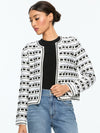 MARJORIE TWEED CARDIGAN-BRIGHT RUBY/BLACK/SOFT WHITE-ALICE + OLIVIA