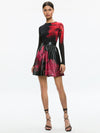 CHARA VEGAN MINI DRESS-PEONY PETALS BRIGHT RUBY-ALICE + OLIVIA