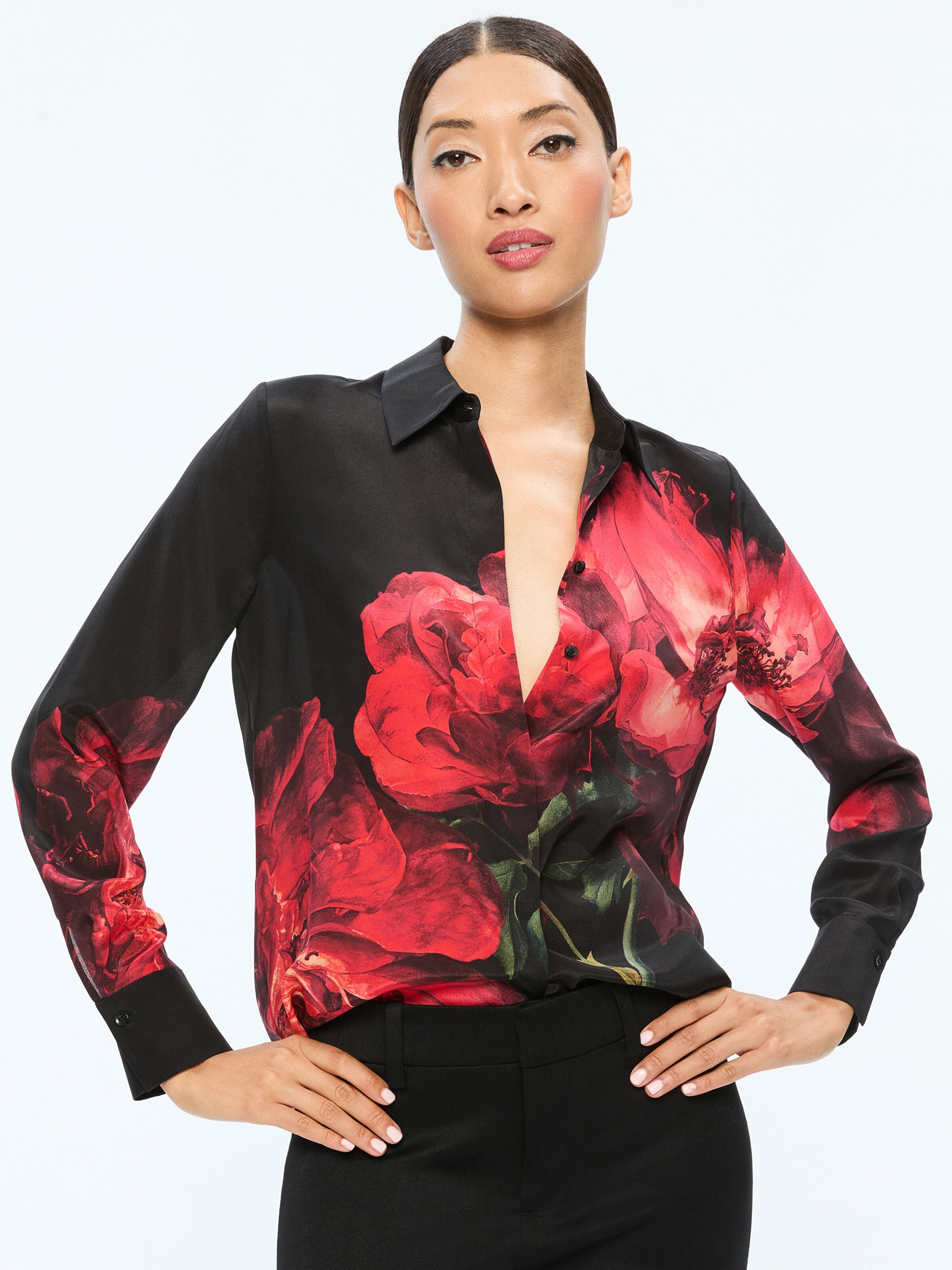 BRADY SILK BLOUSE-ALICE + OLIVIA