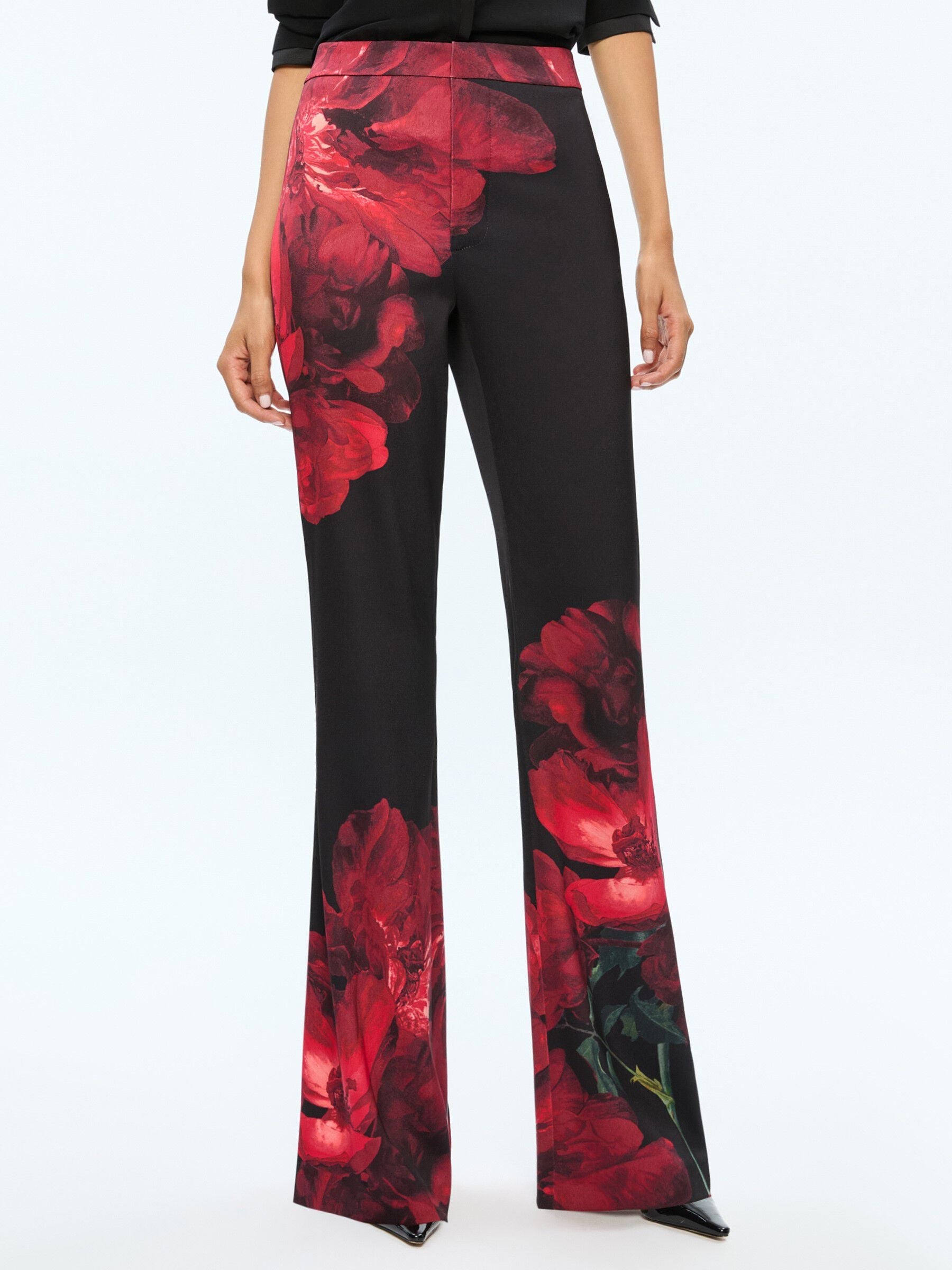 RONNIE TROUSER-PEONY PETALS BRIGHT RUBY-ALICE + OLIVIA