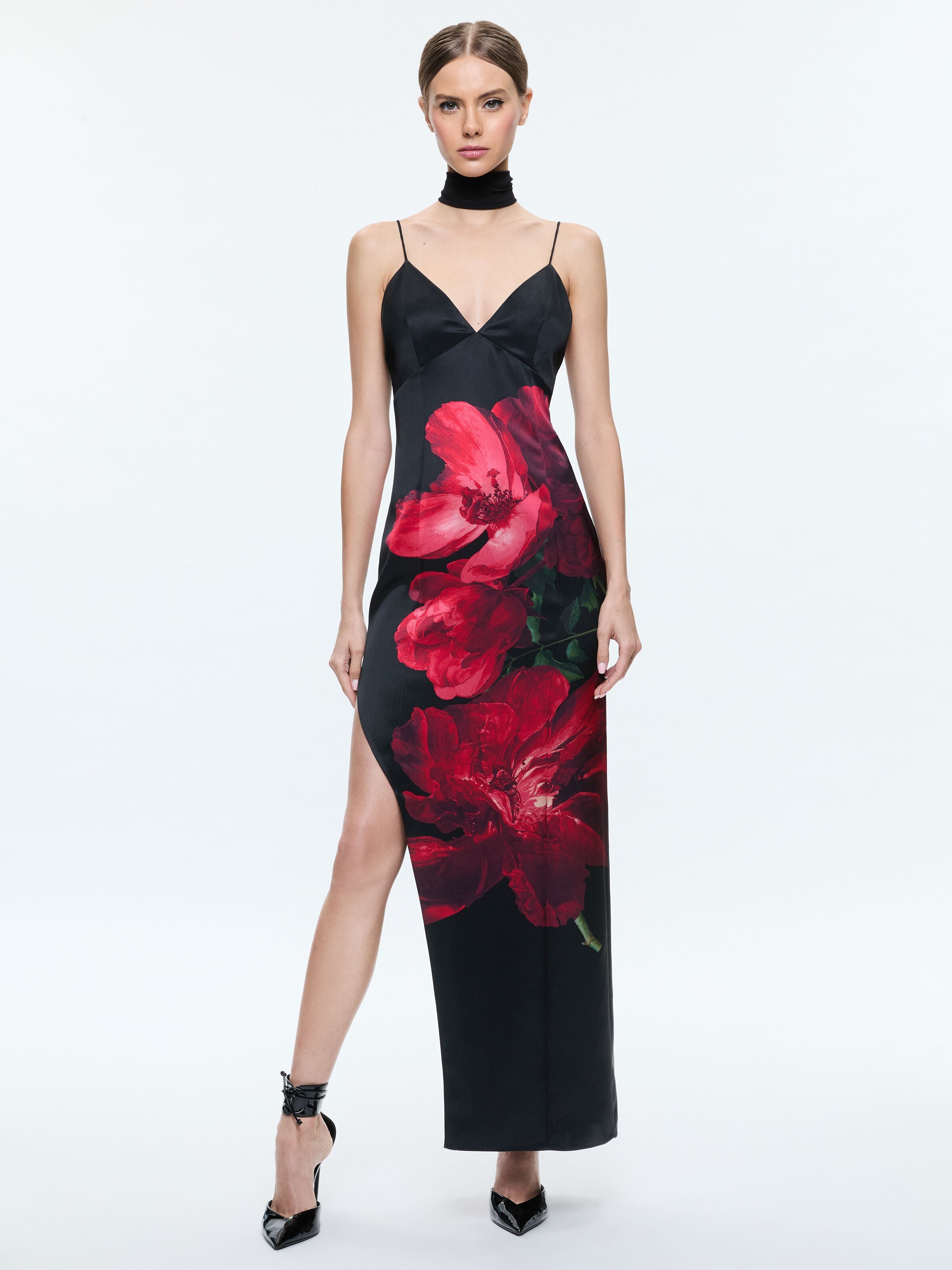 MONIKA MAXI DRESS-PEONY PETALS BRIGHT RUBY-ALICE + OLIVIA