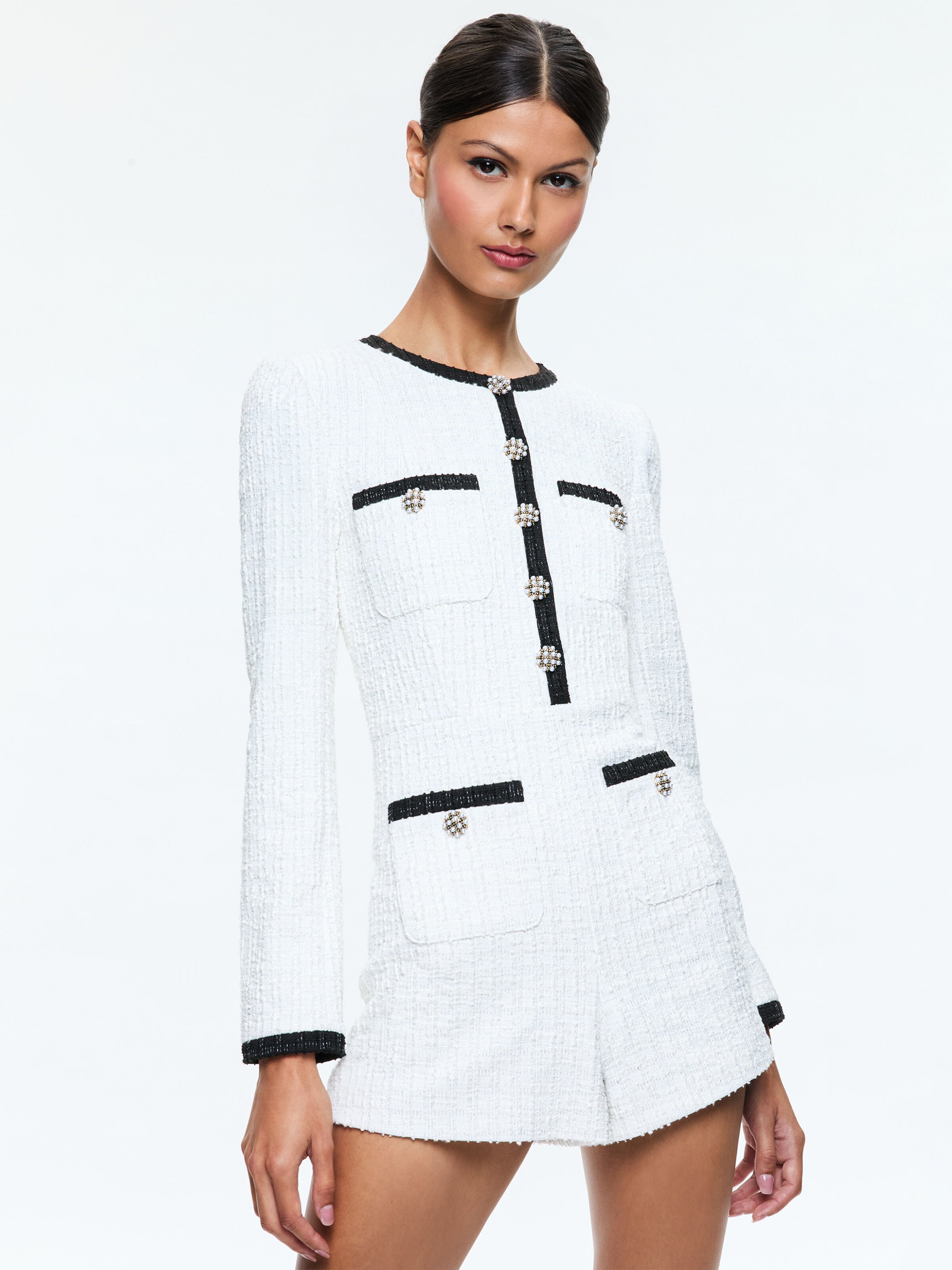 SHILOH TWEED ROMPER-ALICE + OLIVIA