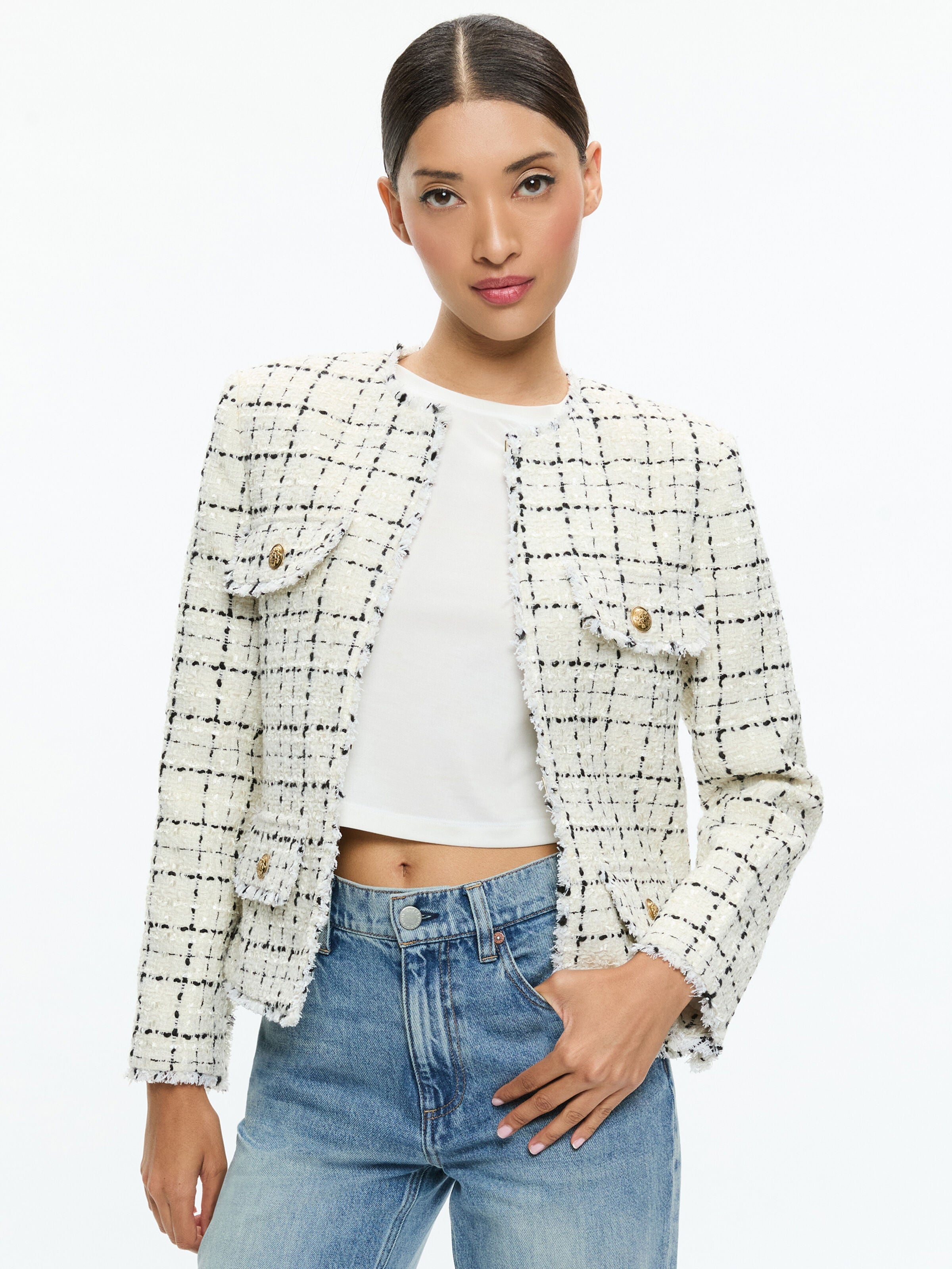 DUMONT JACKET-OFF WHITE/BLACK-ALICE + OLIVIA