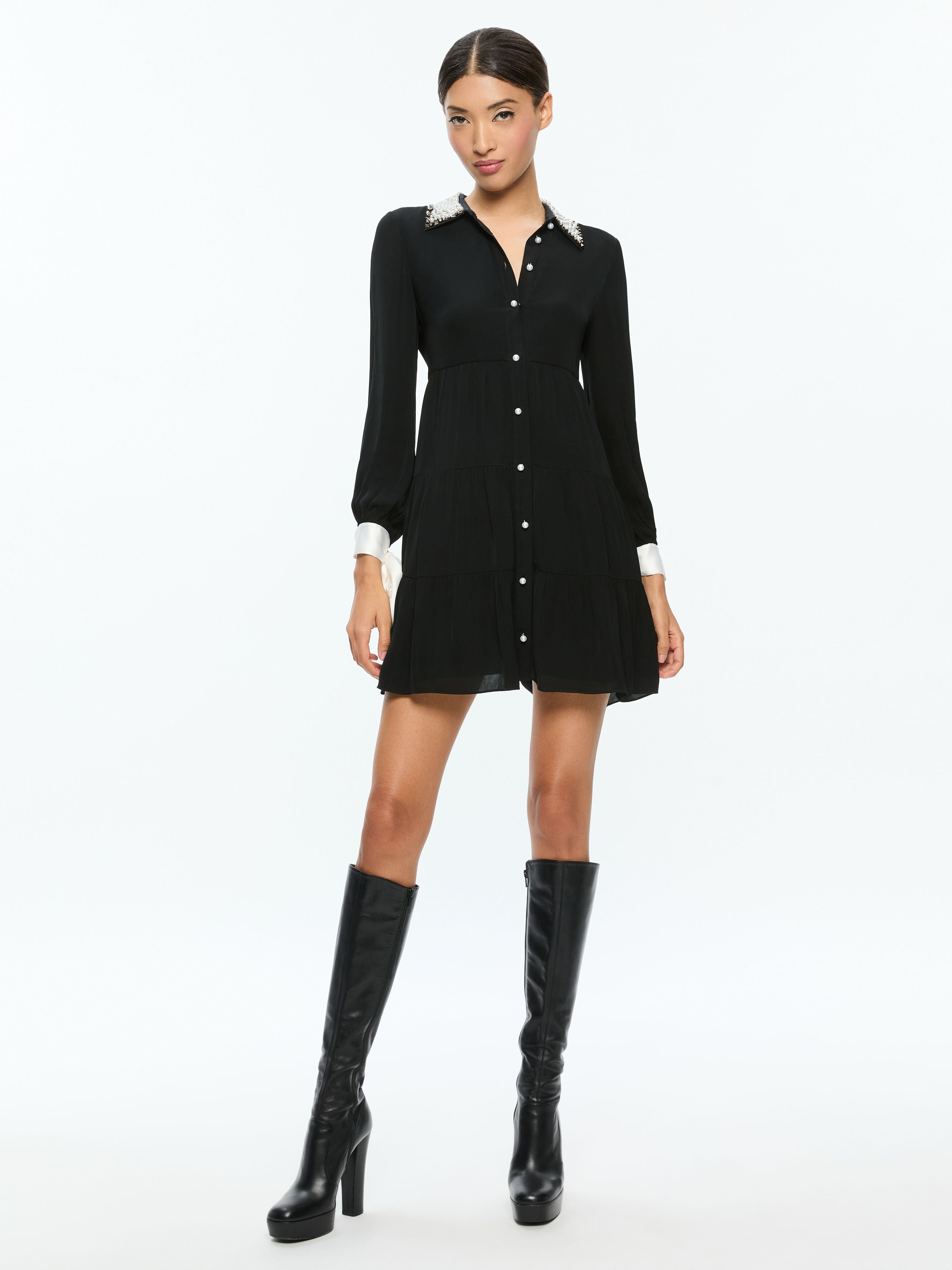 MEEKO MINI DRESS-Black-ALICE + OLIVIA