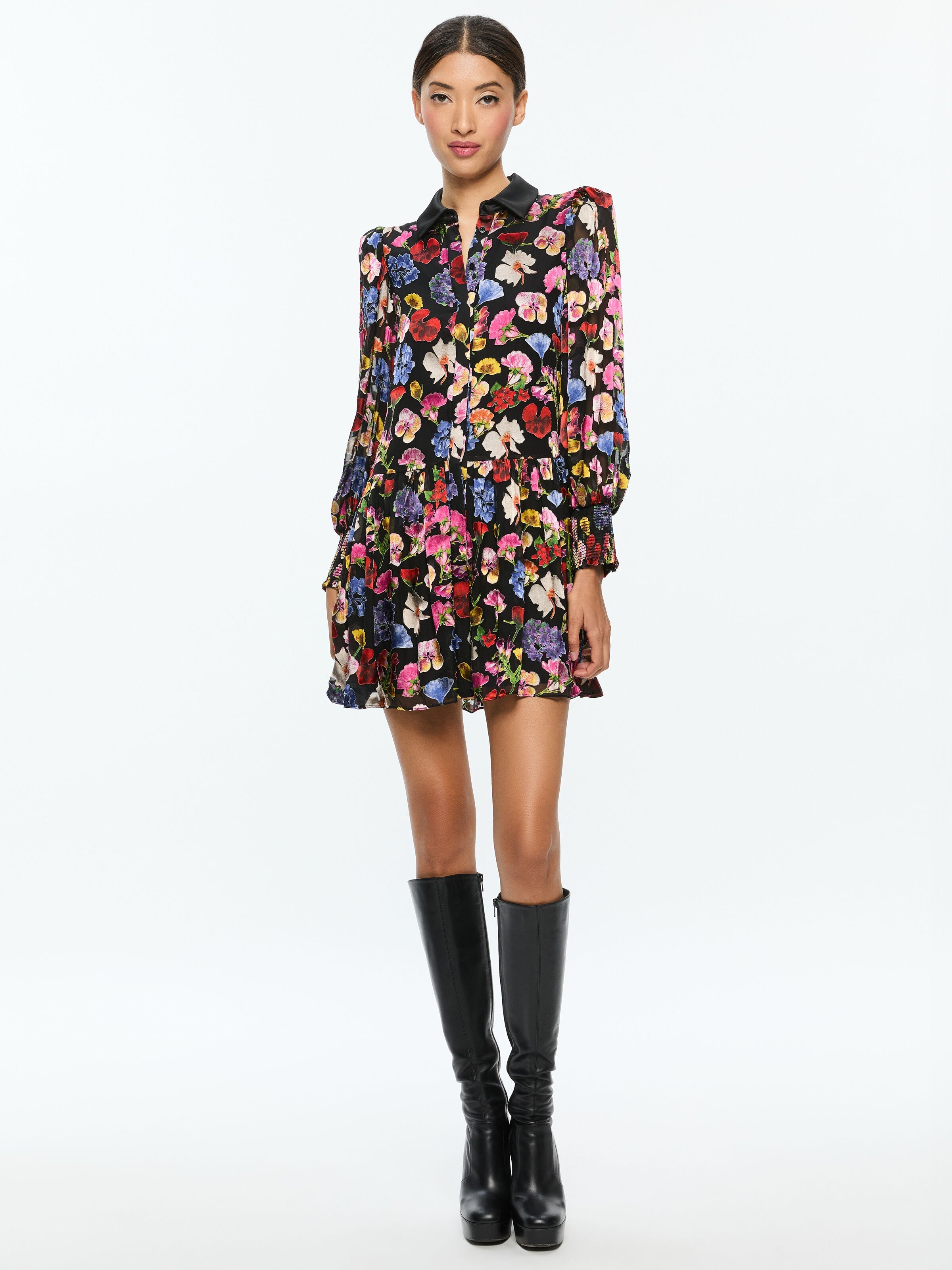 BERTHA MINI SHIRT DRESS-TIMELESS BLOSSOM-ALICE + OLIVIA