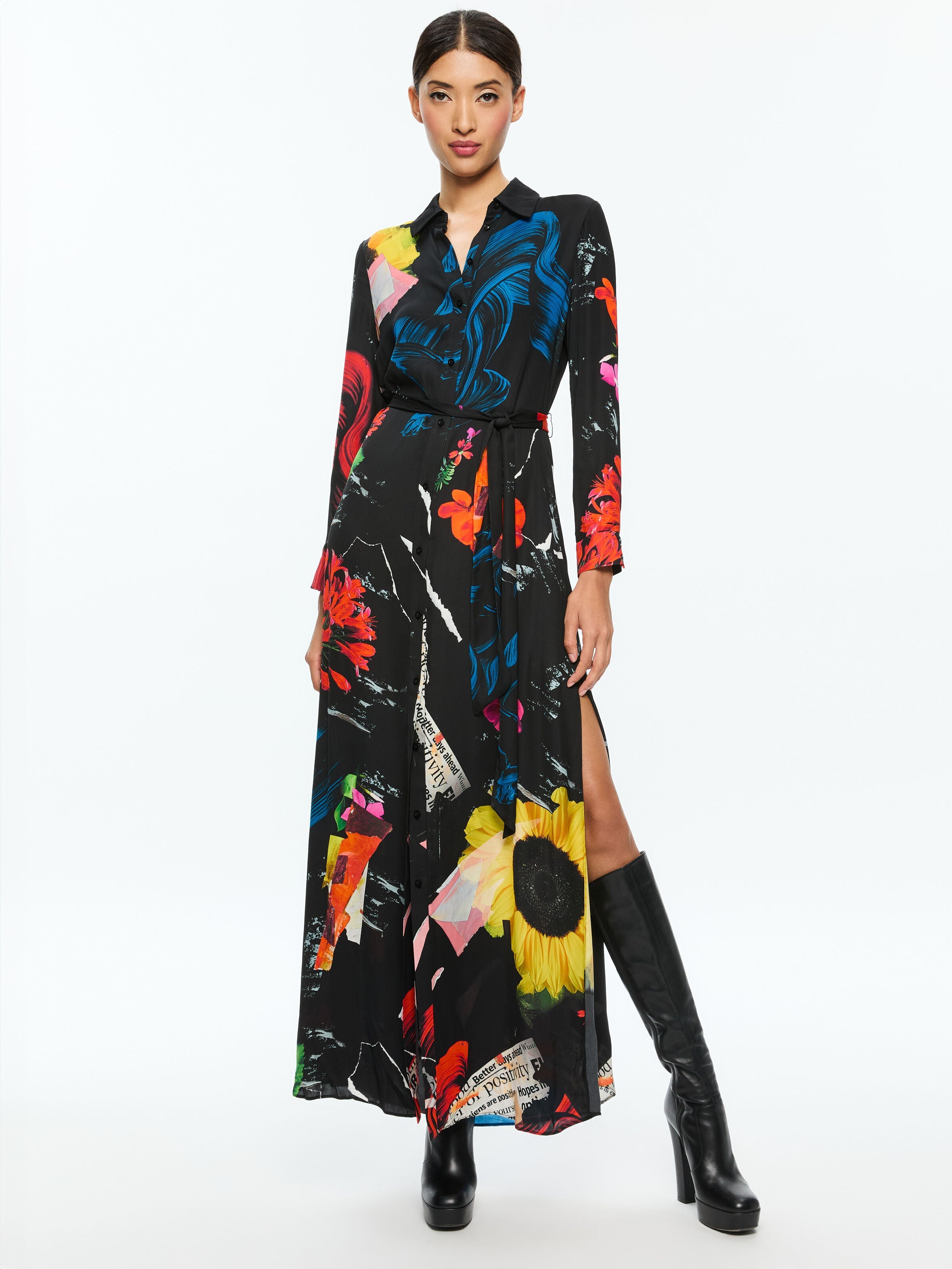 CHASSIDY MAXI SHIRT DRESS-AZALEA FLORAL-ALICE + OLIVIA