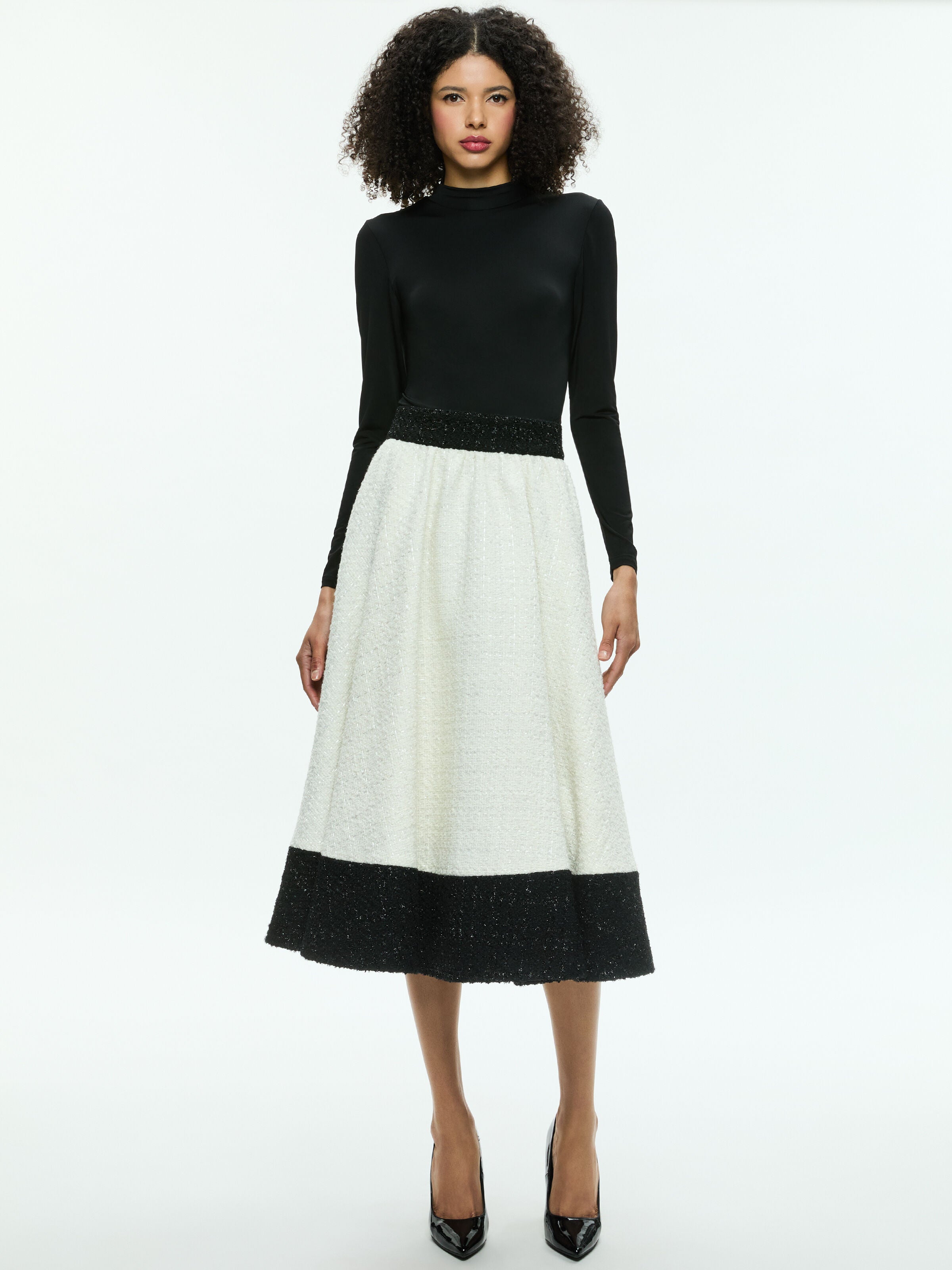 CHARA MIDI DRESS-OFF WHITE/BLACK-ALICE + OLIVIA