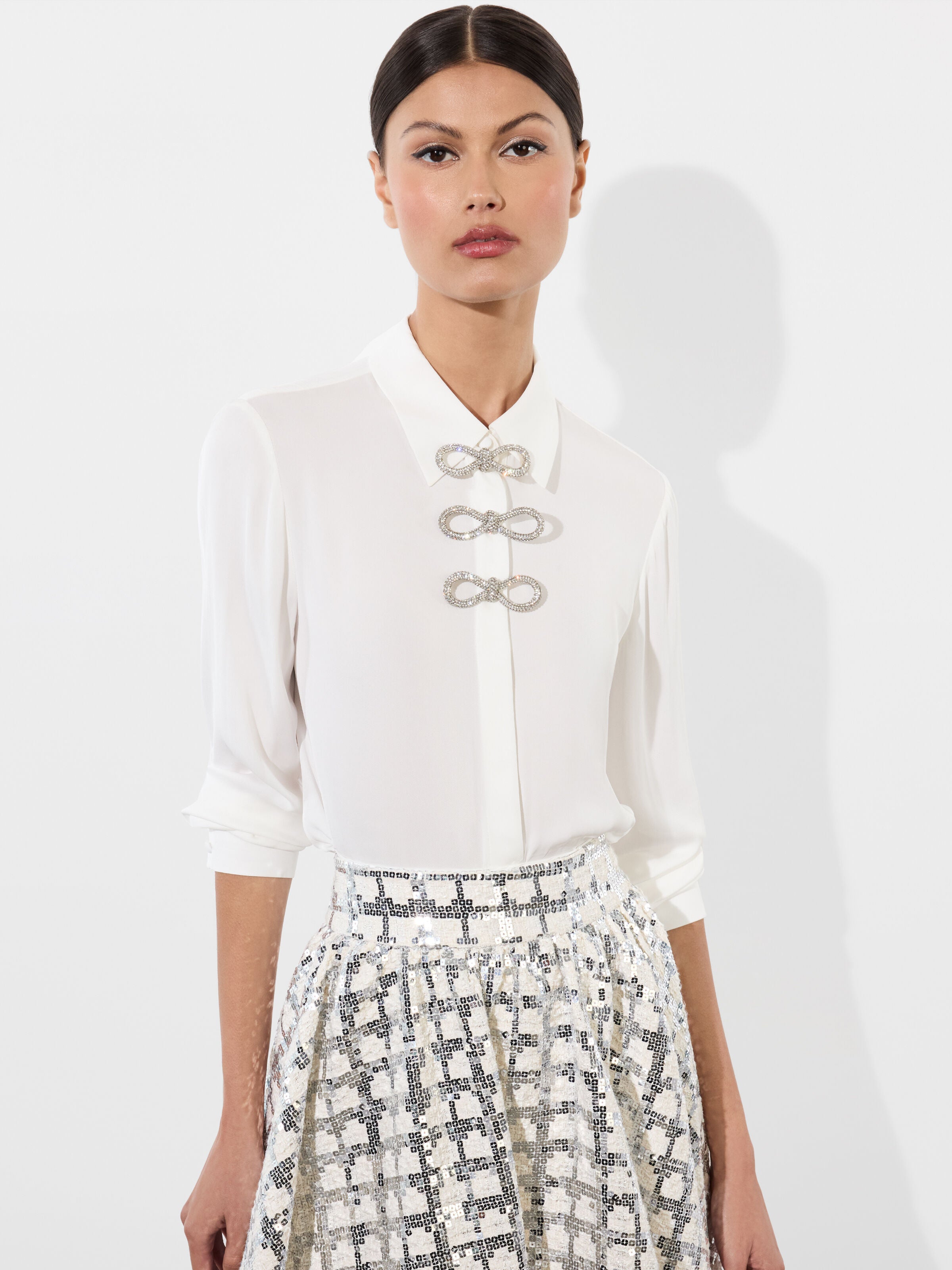 WILLA PLACKET BOW TOP-Black-ALICE + OLIVIA