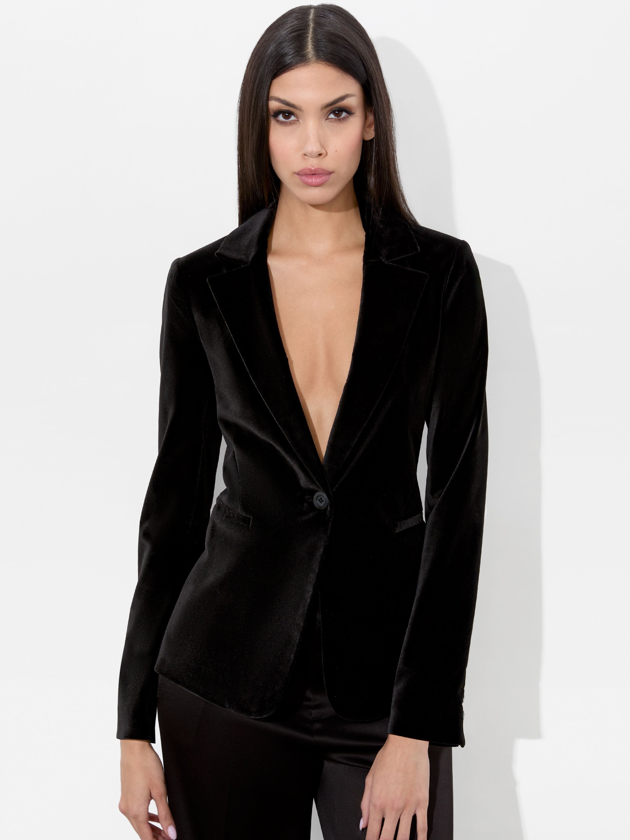 MACEY VELVET BLAZER-ALICE + OLIVIA