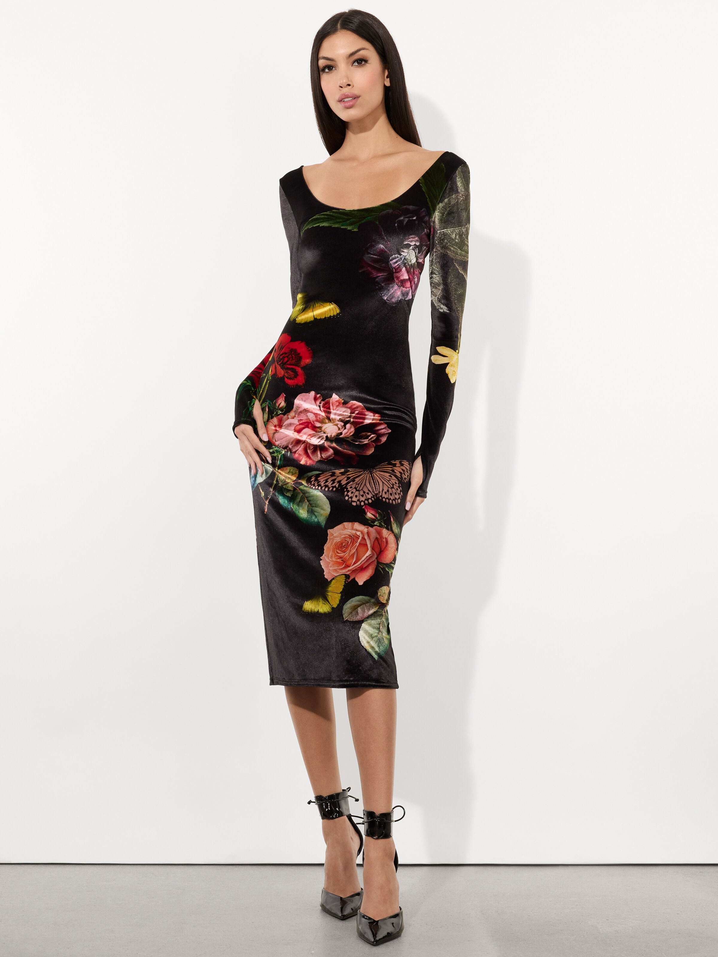 DELORA VELVET MIDI DRESS-ALICE + OLIVIA