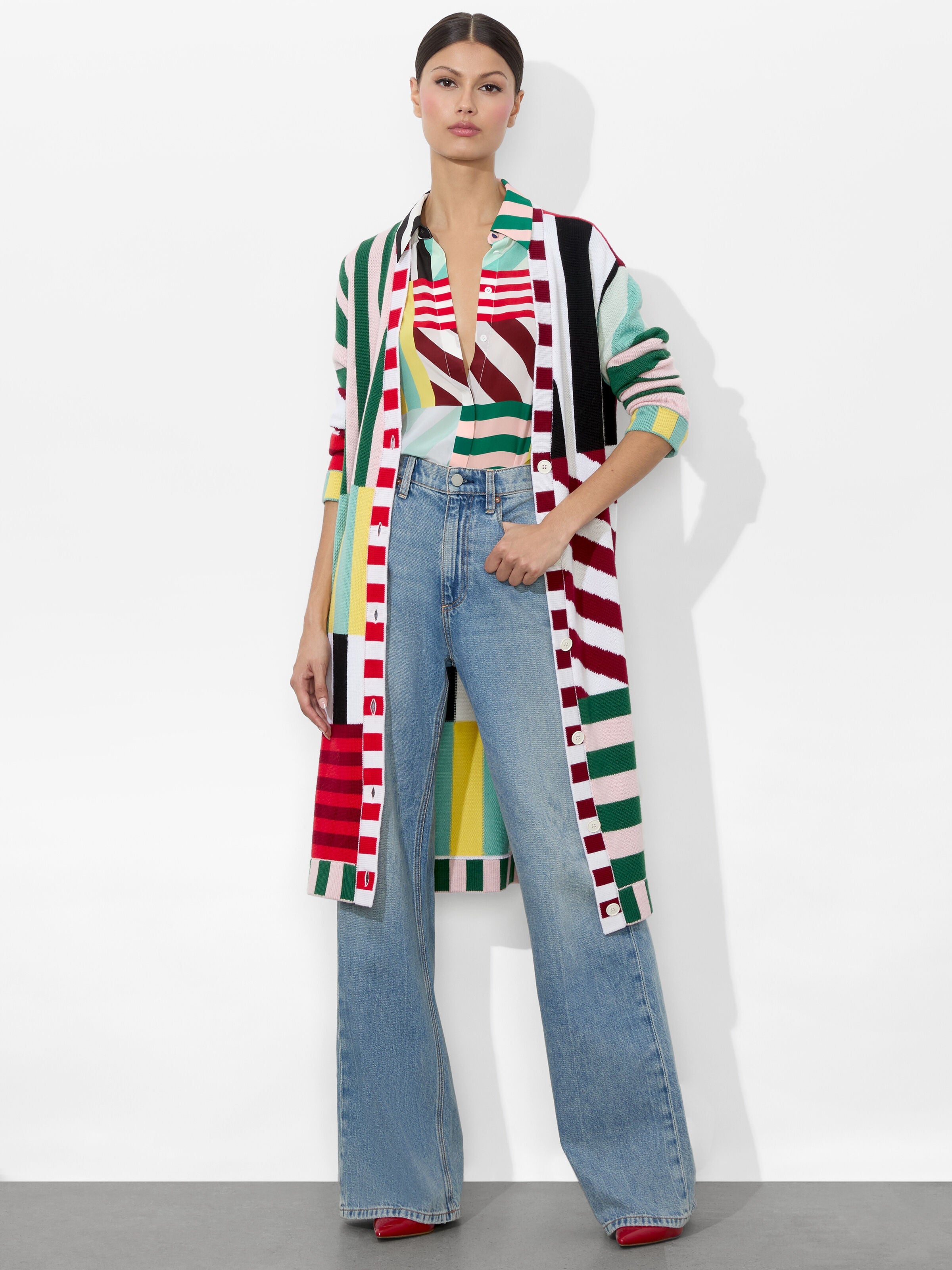 BRADFORD MAXI CARDIGAN-SORBET STRIPE-ALICE + OLIVIA