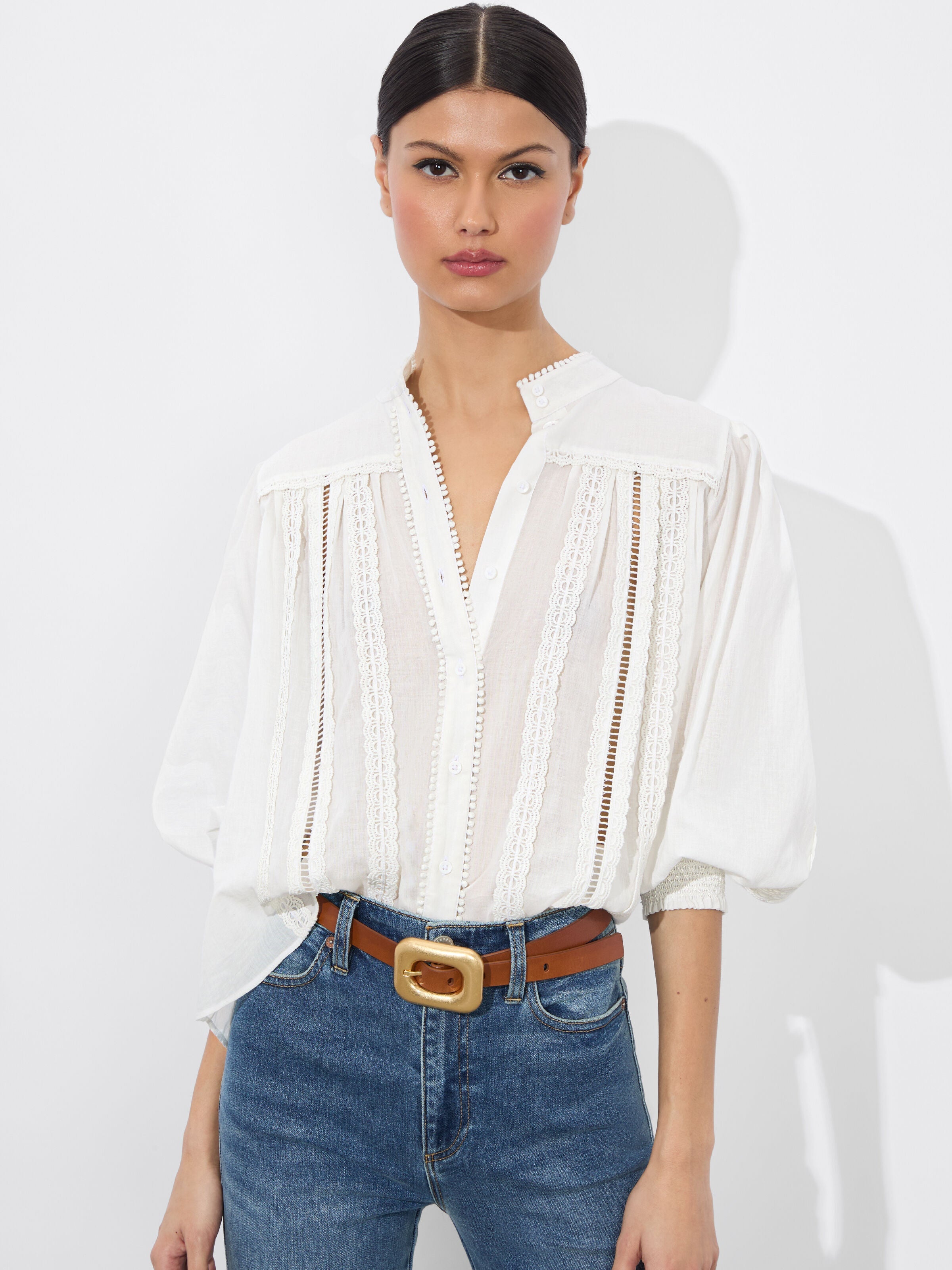 CORA BUTTON DOWN BLOUSE-ALICE + OLIVIA