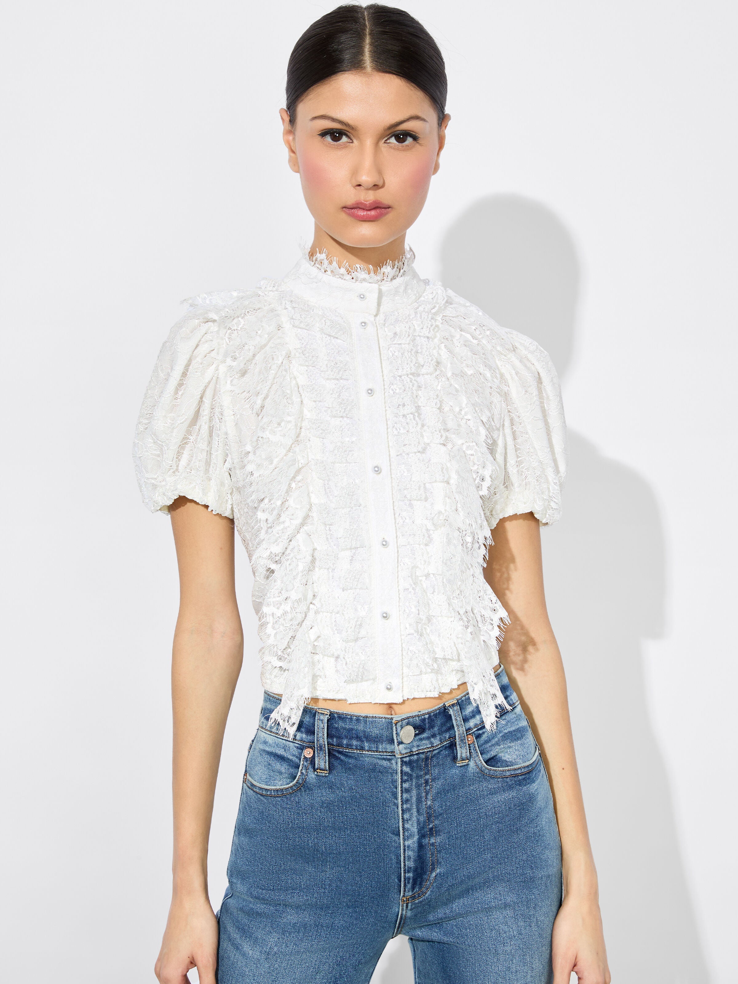 GERALDINE LACE TOP-ALICE + OLIVIA