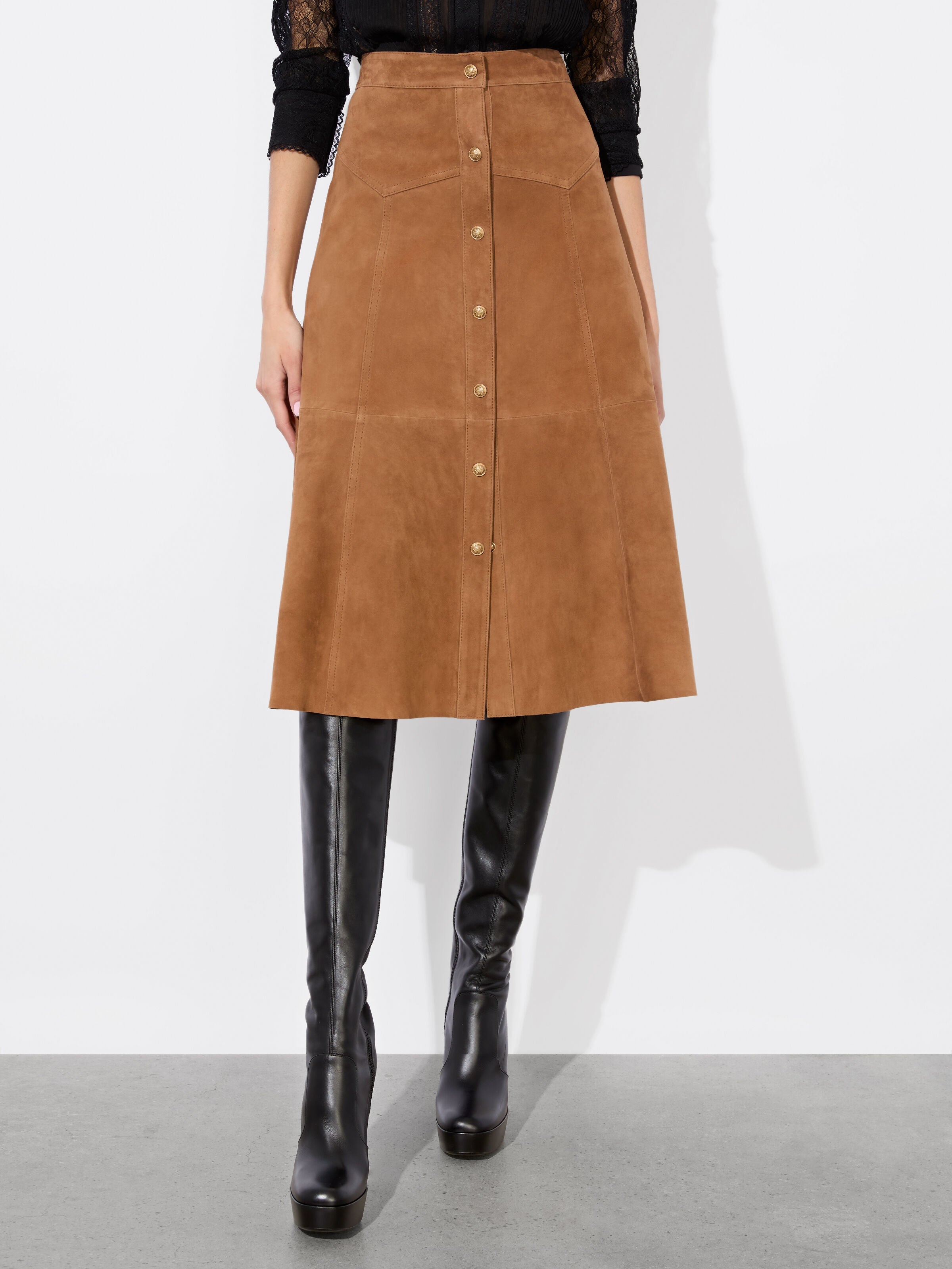 CALICA SUEDE MIDI SKIRT-ALICE + OLIVIA