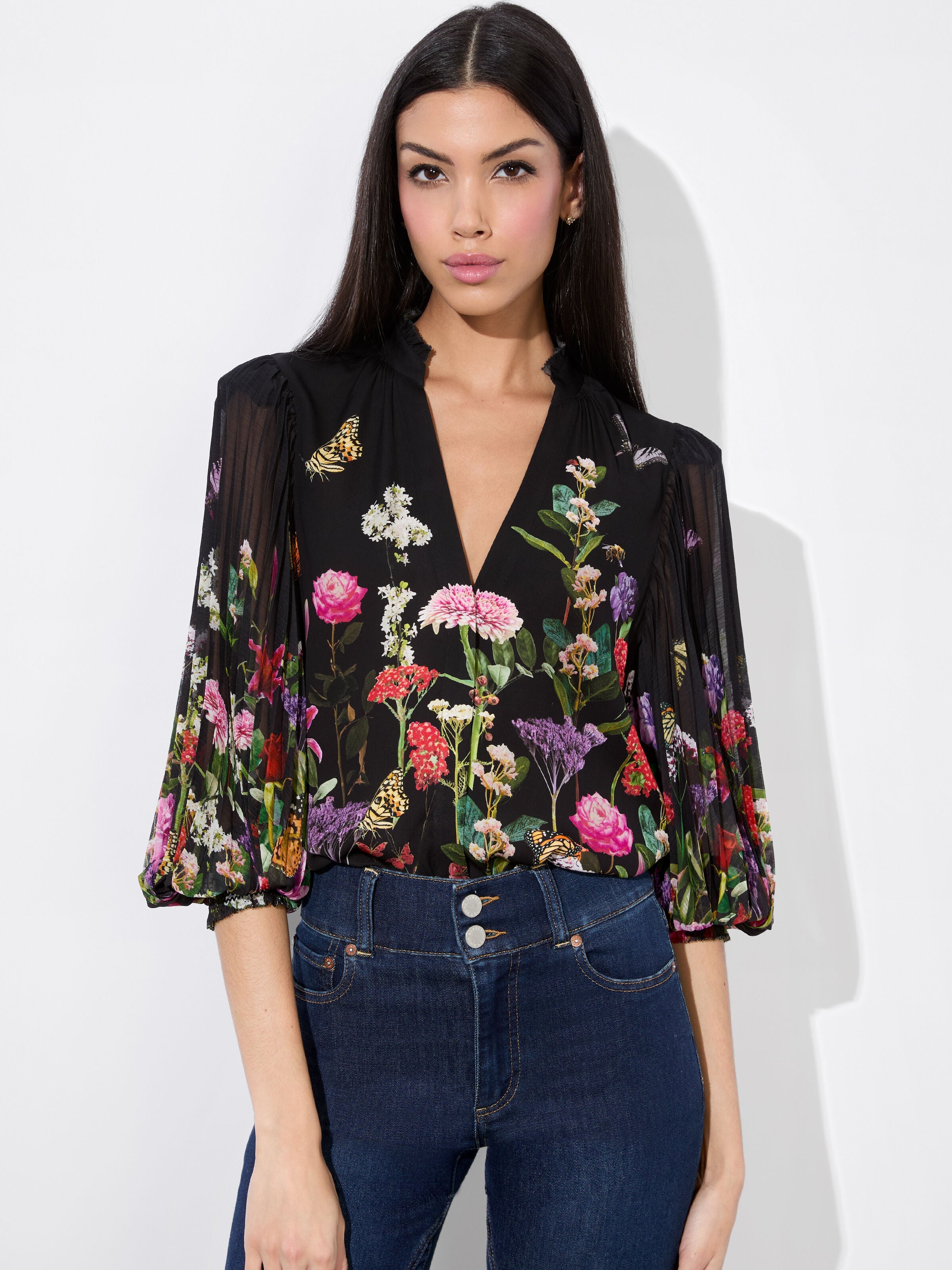 ILAN BUTTON FRONT BLOUSE-ALICE + OLIVIA
