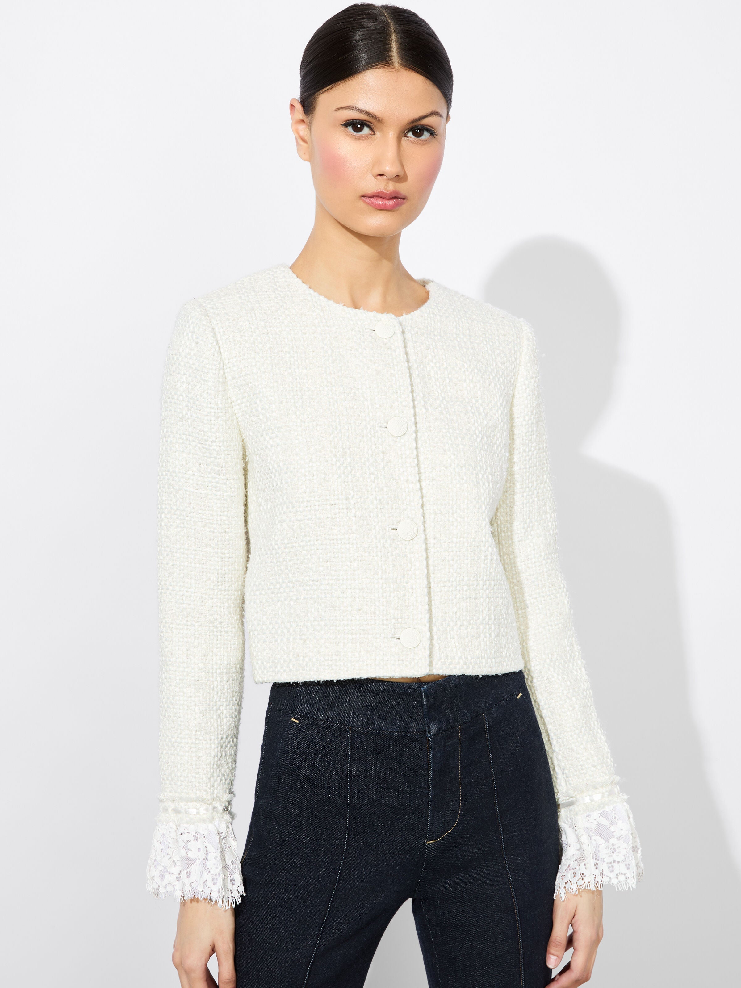 MILLIE RUFFLE SLV BOX JACKET-ALICE + OLIVIA