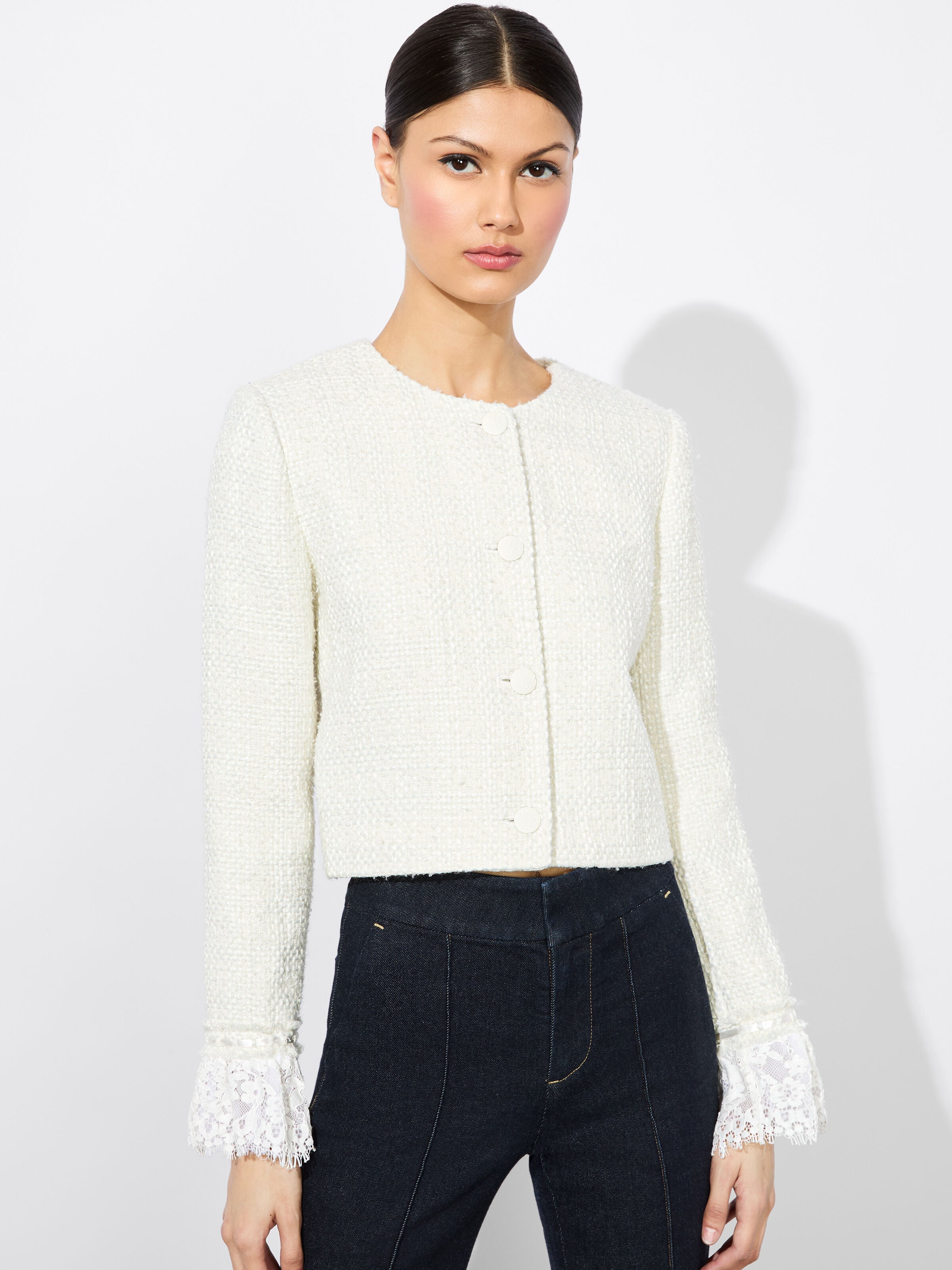MILLIE RUFFLE SLV BOX JACKET-ALICE + OLIVIA