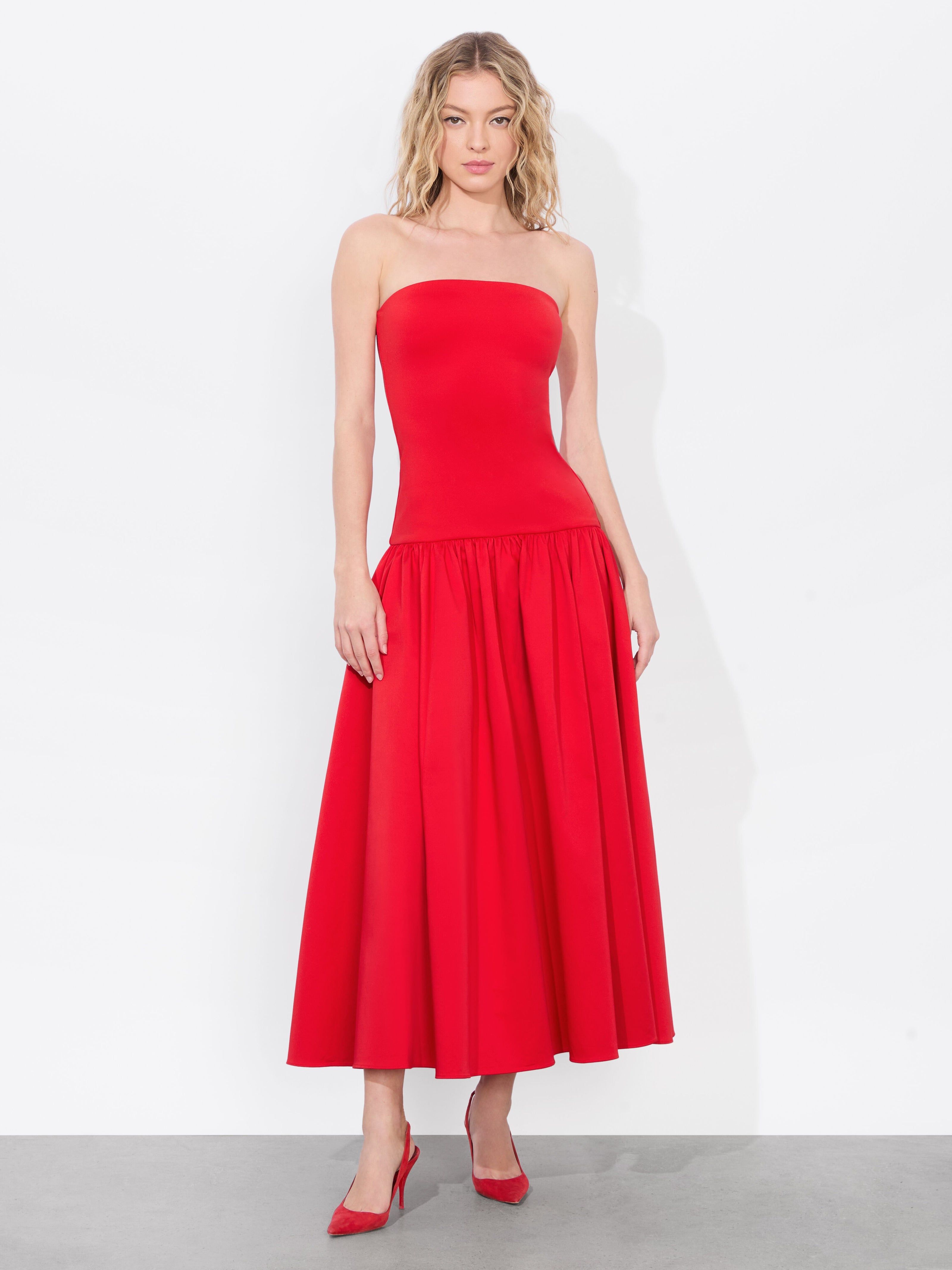 ORIANA DROP WAIST MIDI DRESS-ALICE + OLIVIA