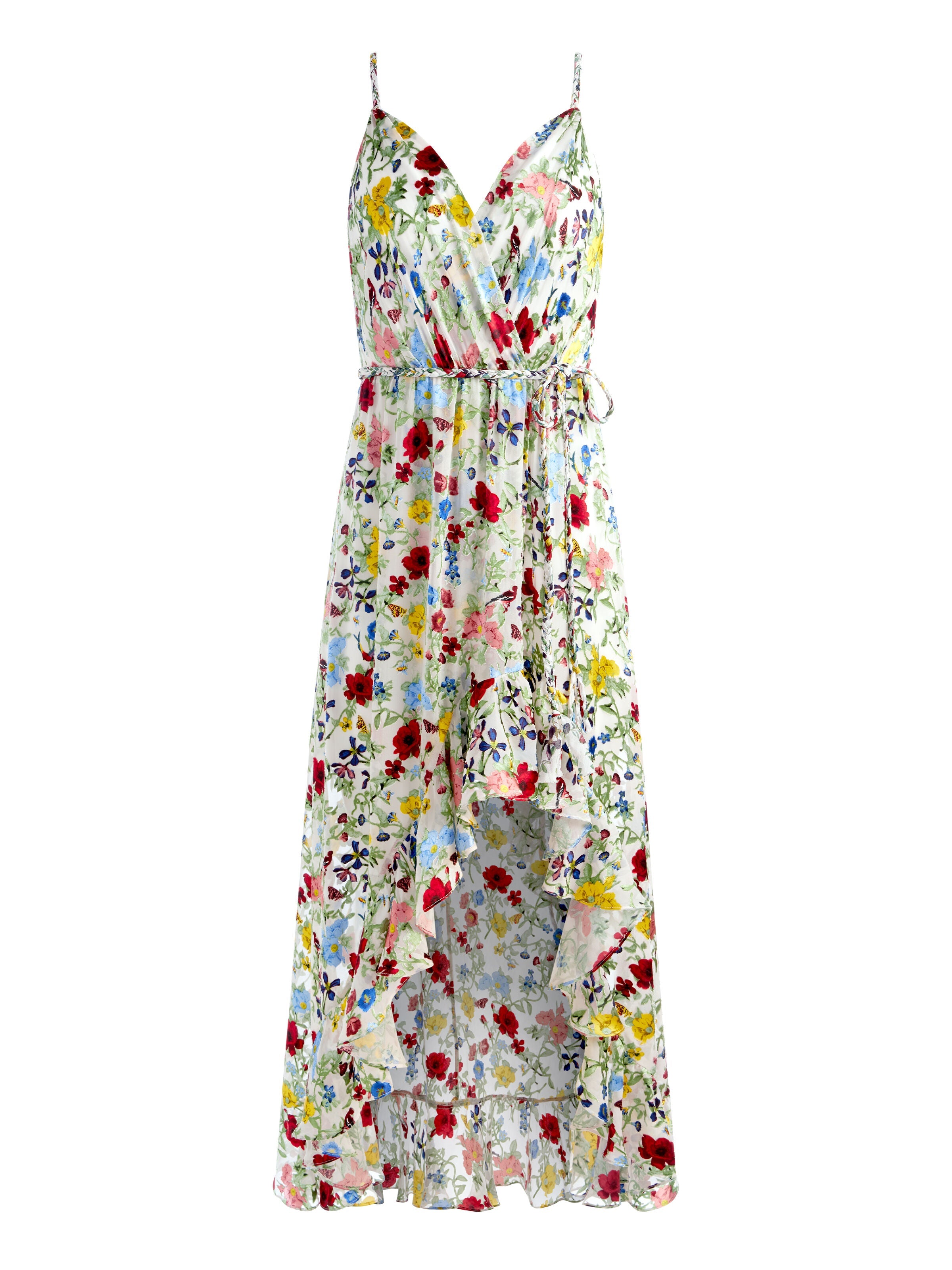 TARA HI LO CASCADING RUFFLE MIDI DRESS-ALICE + OLIVIA