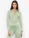 WILLA 70S COLLAR SILK BLOUSE-SAGE-ALICE + OLIVIA