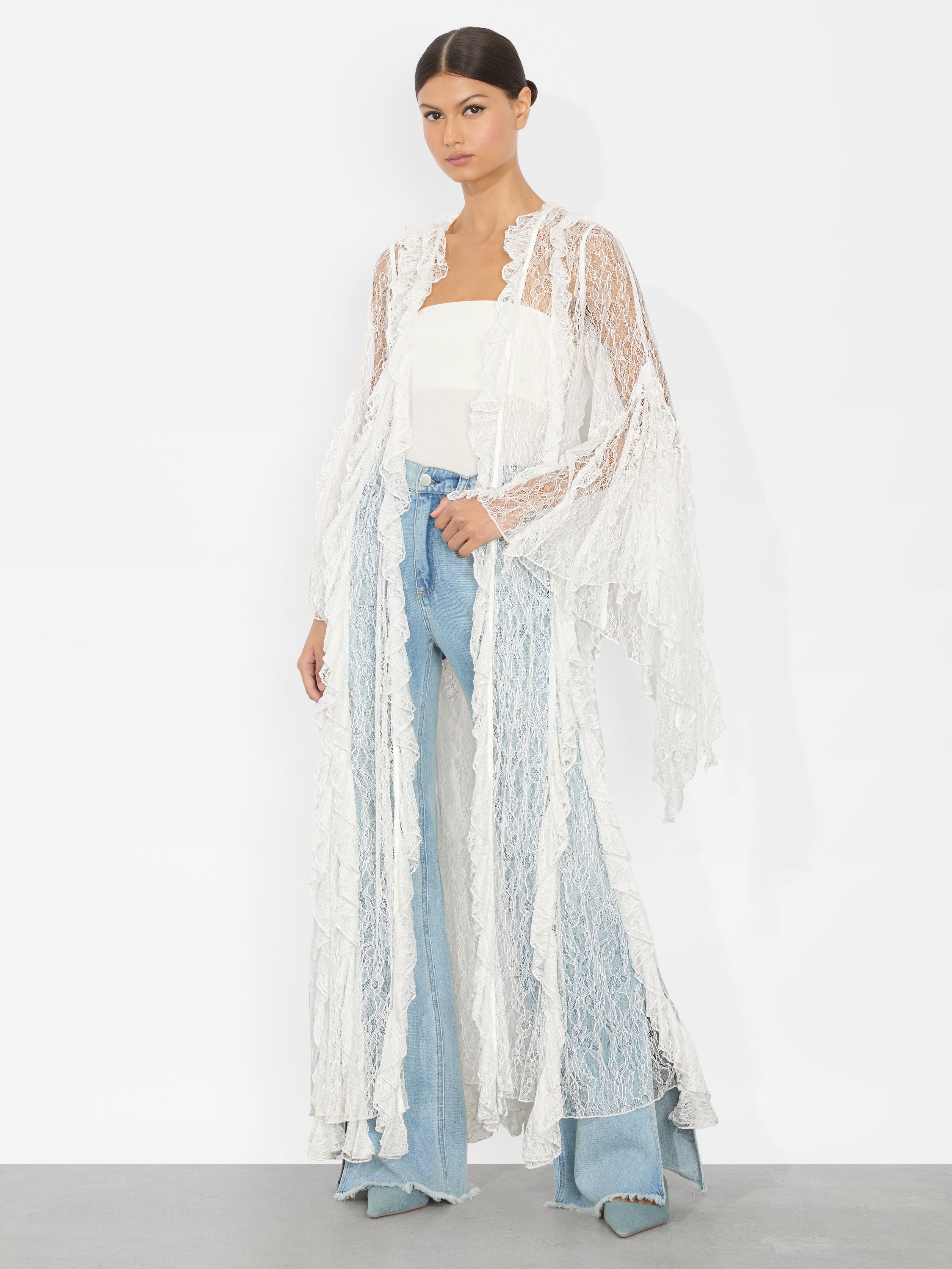 CHER RUFFLE MAXI ROBE-CHAMPAGNE-ALICE + OLIVIA