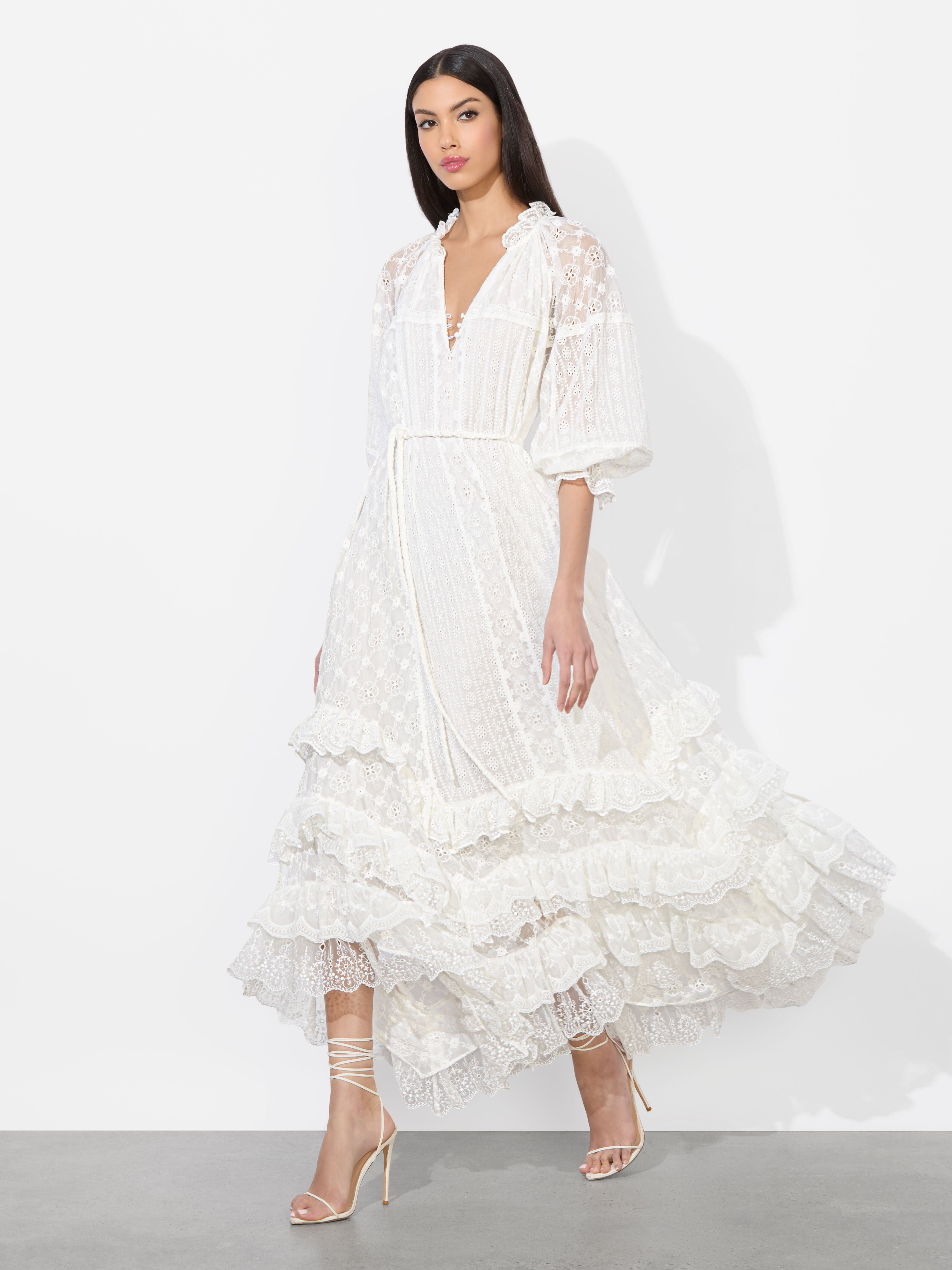 ALYCEN EYELET MAXI DRESS-ALICE + OLIVIA