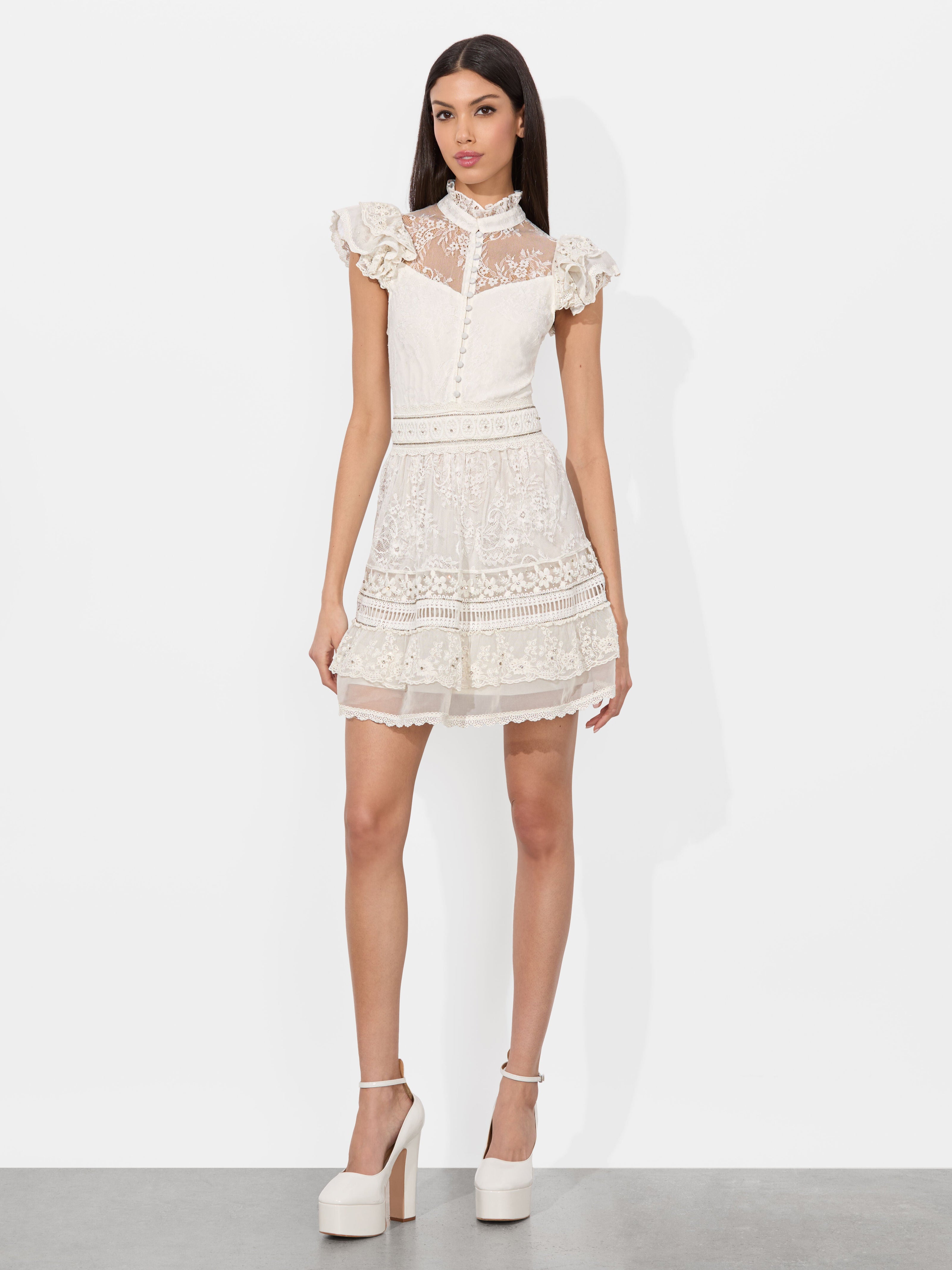 VERNITA EMBROIDERED MINI DRESS-ALICE + OLIVIA